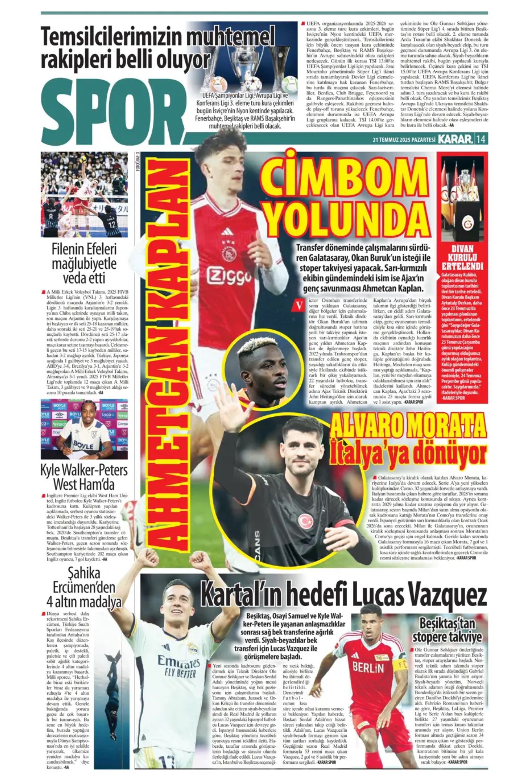 Sporda günün manşetleri: Osimhen resmen Aslan: Kadıköy'ün Hakan'ı!
