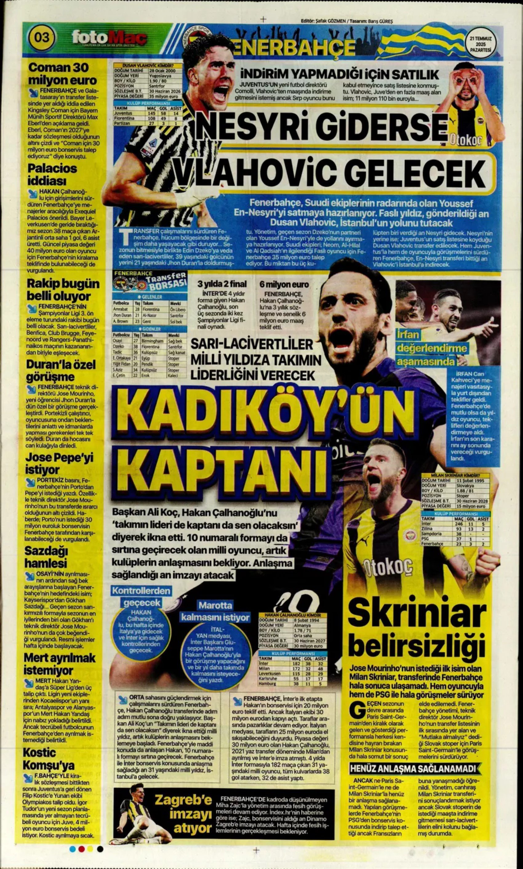 Sporda günün manşetleri: Osimhen resmen Aslan: Kadıköy'ün Hakan'ı!