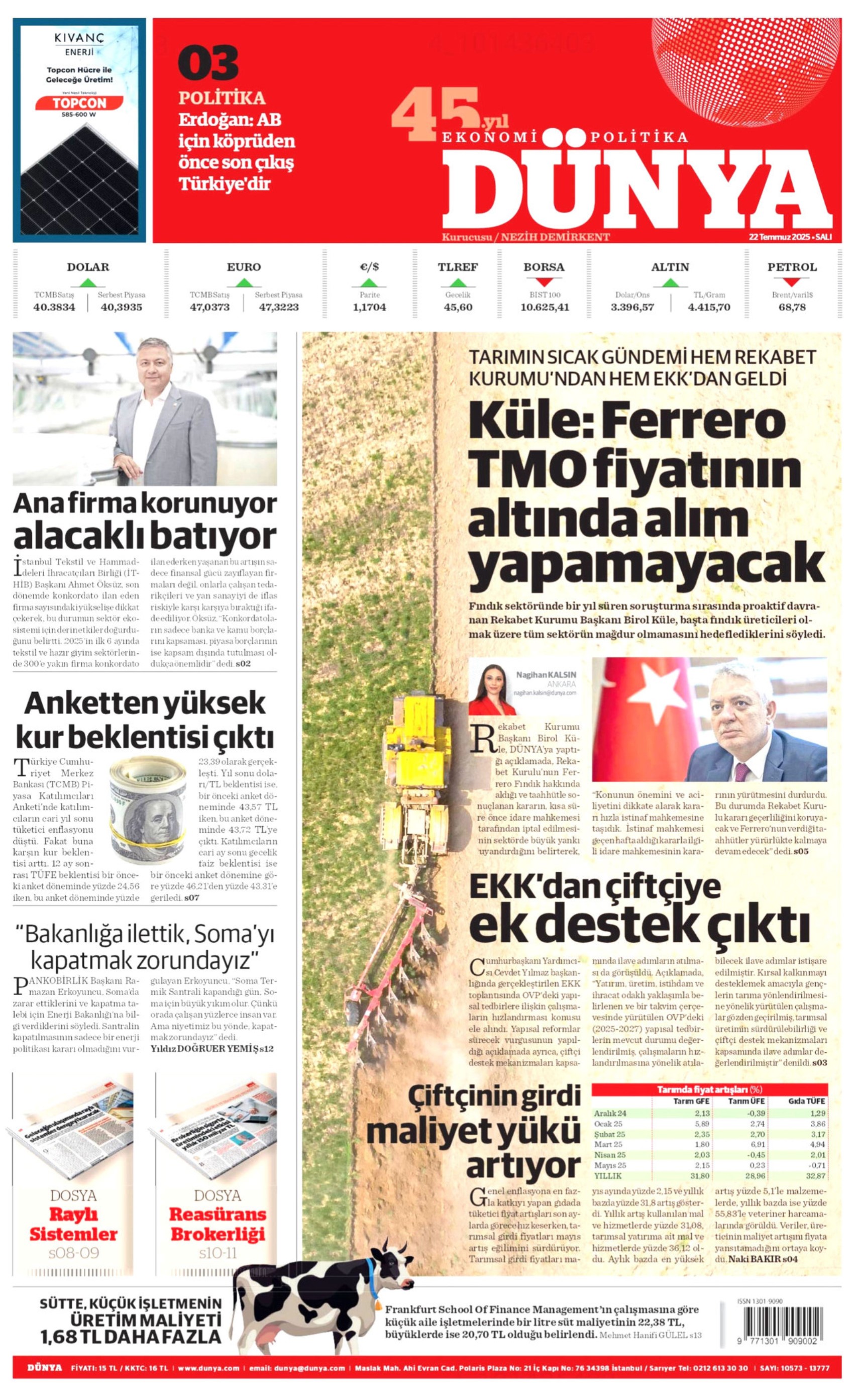 22 Temmuz 2025 gazete manşetleri