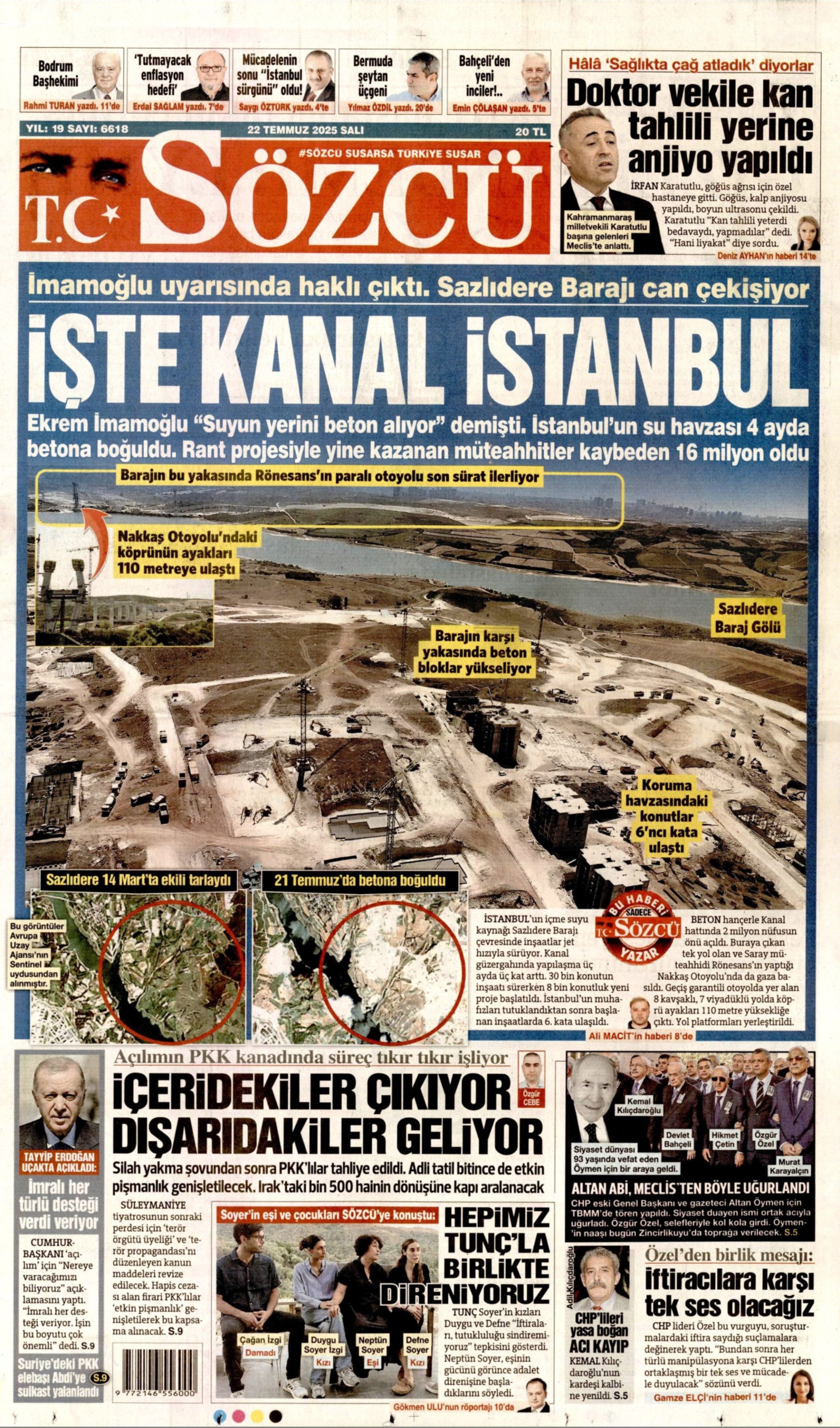 22 Temmuz 2025 gazete manşetleri