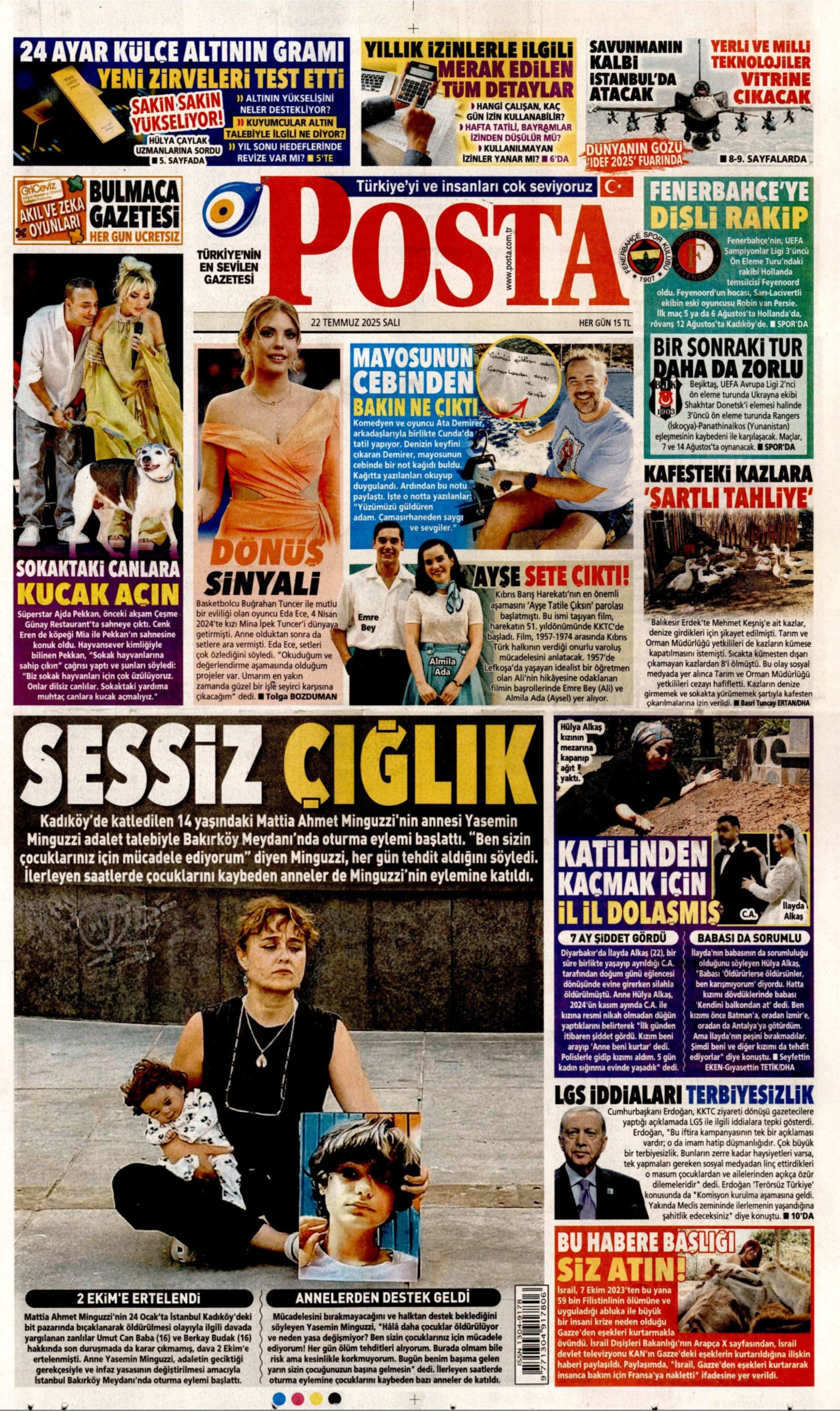 22 Temmuz 2025 gazete manşetleri