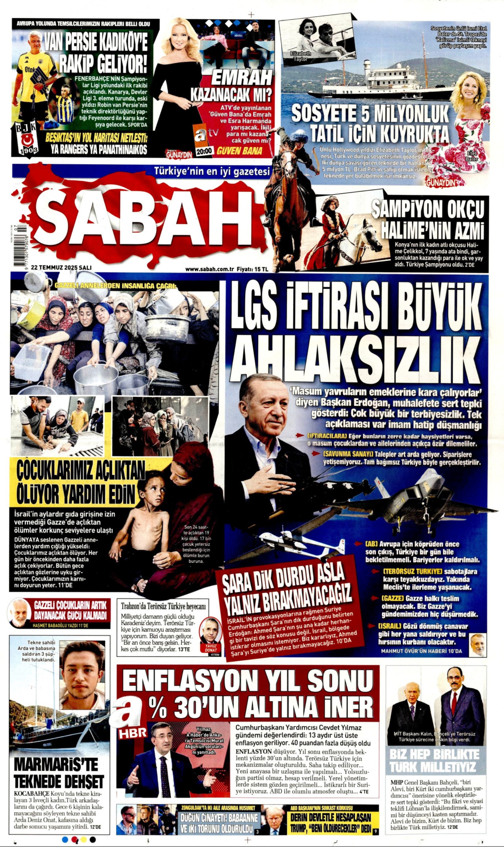 22 Temmuz 2025 gazete manşetleri