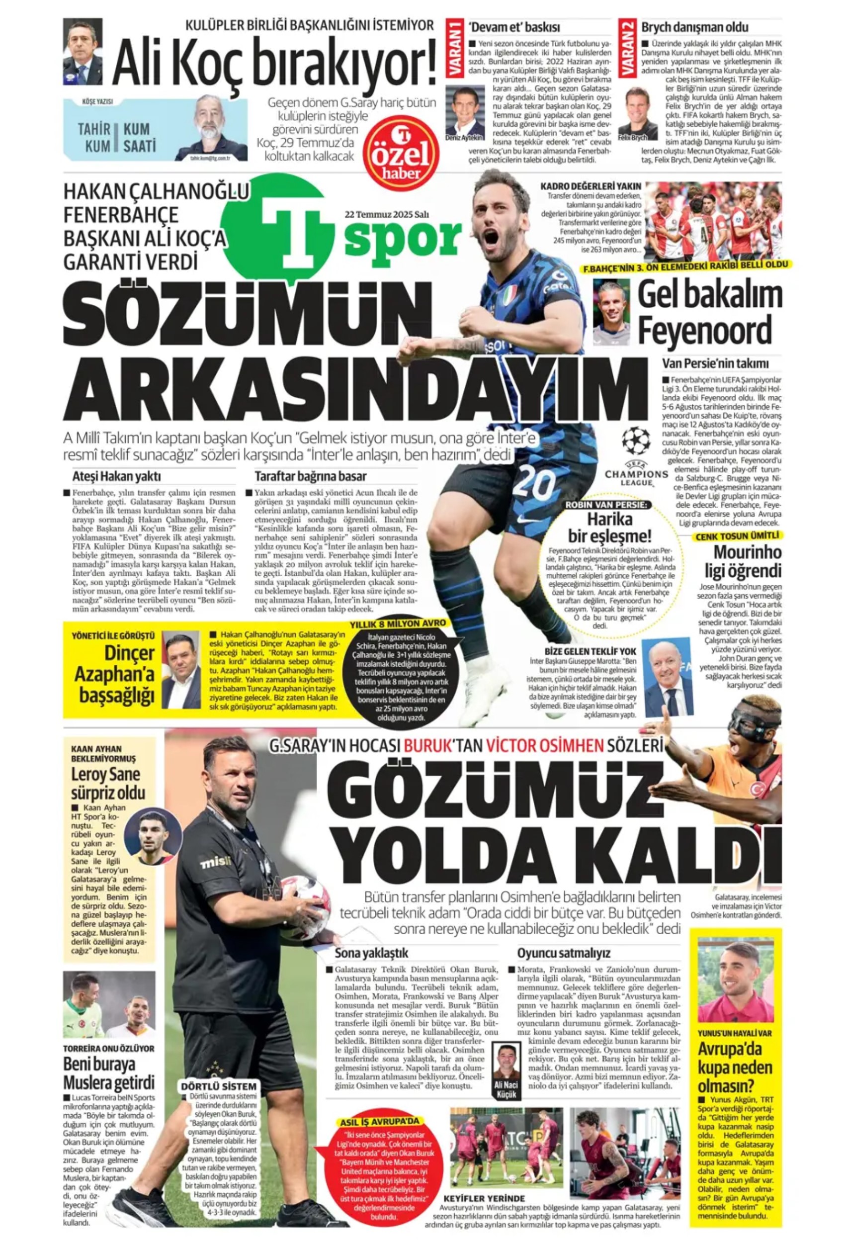 Sporda günün manşetleri... Transferin odağındaydı, Ali Koç'a garanti verdi: Sözümün arkasındayım