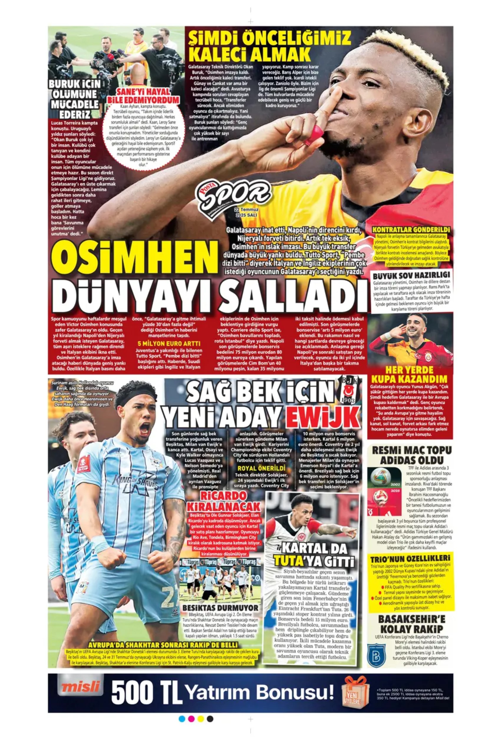 Sporda günün manşetleri... Transferin odağındaydı, Ali Koç'a garanti verdi: Sözümün arkasındayım