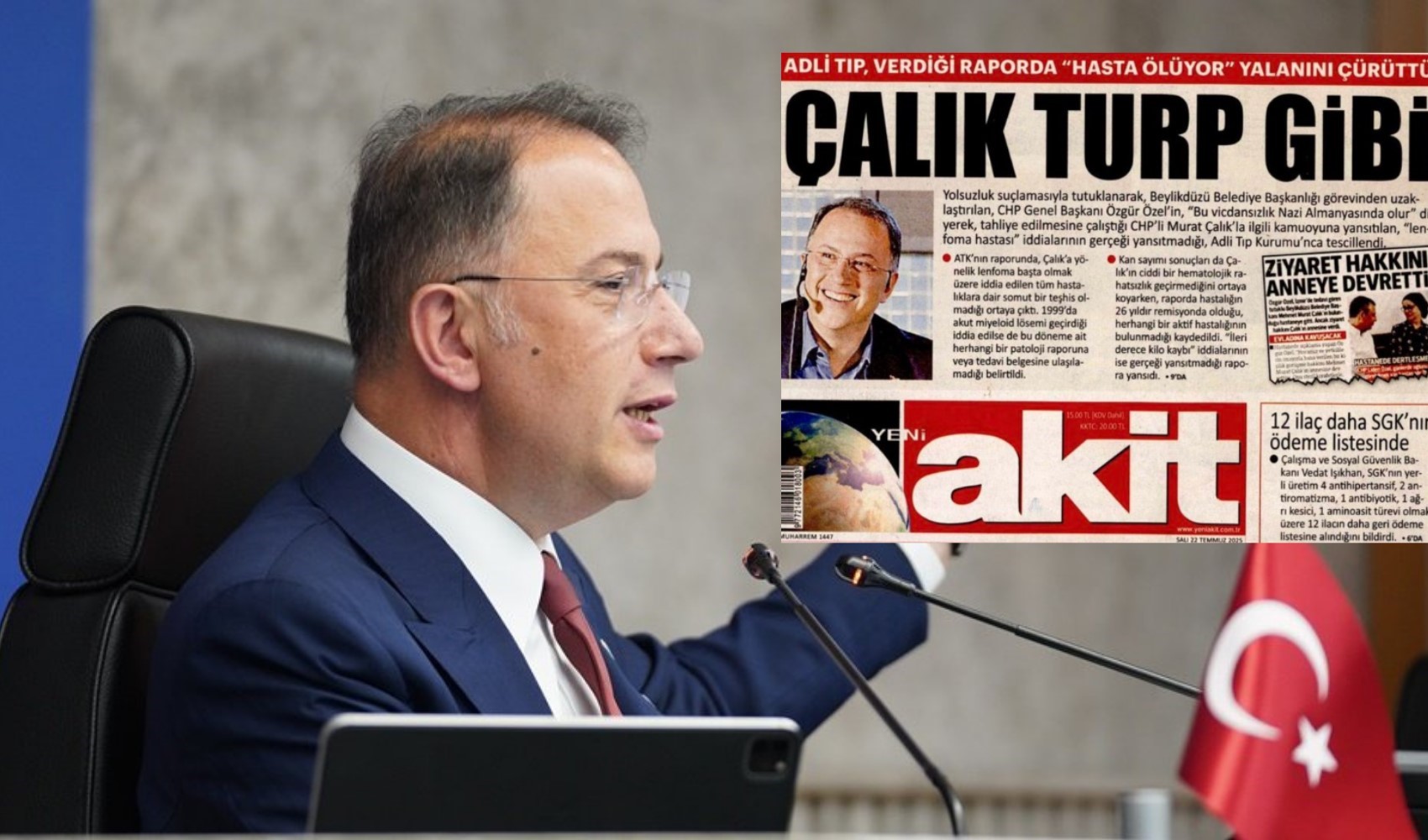 Akit sınır tanımıyor: Kanserle boğuşan Murat Çalık’a 'Turp gibi' manşeti
