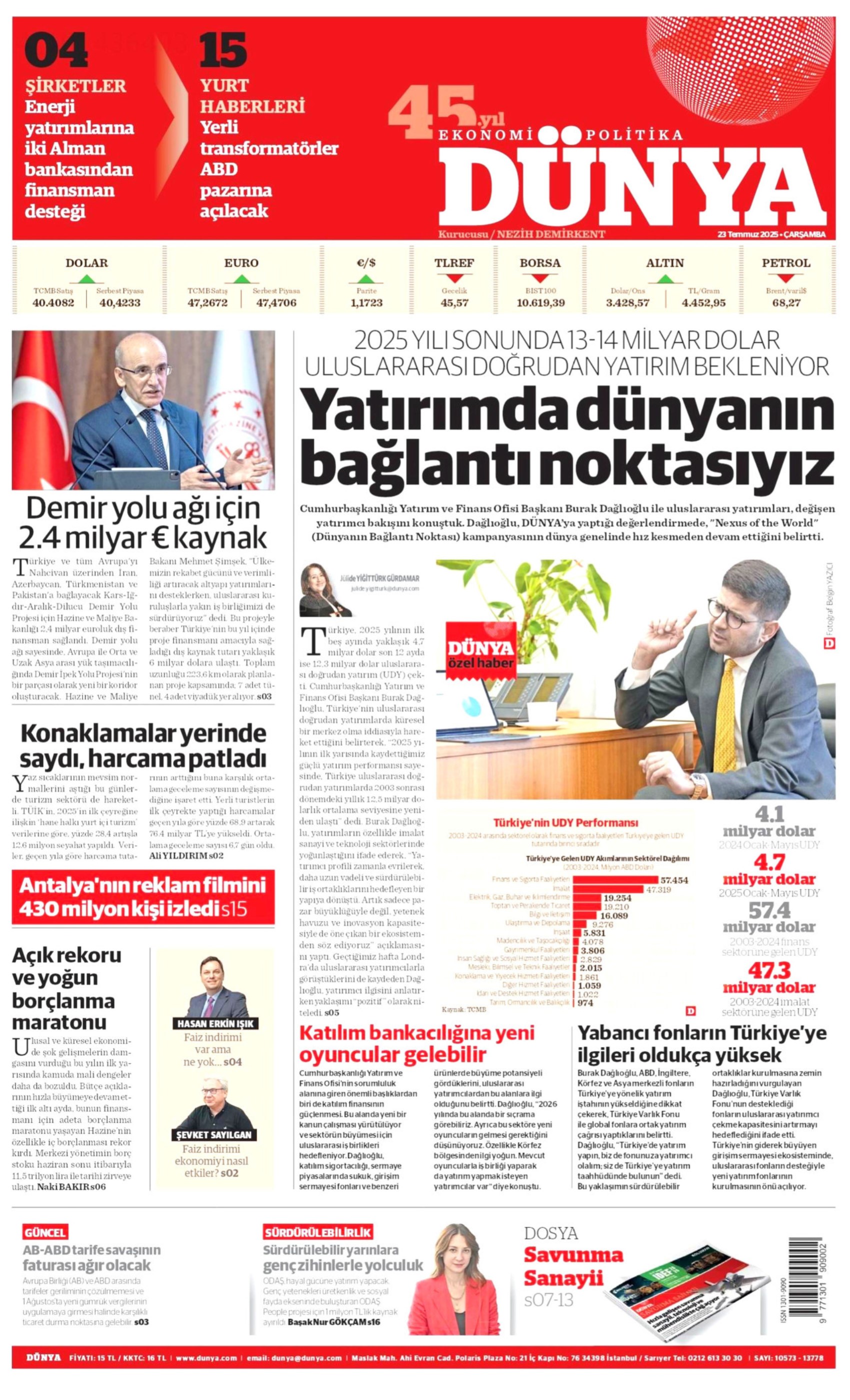 23 Temmuz 2025 gazete manşetleri