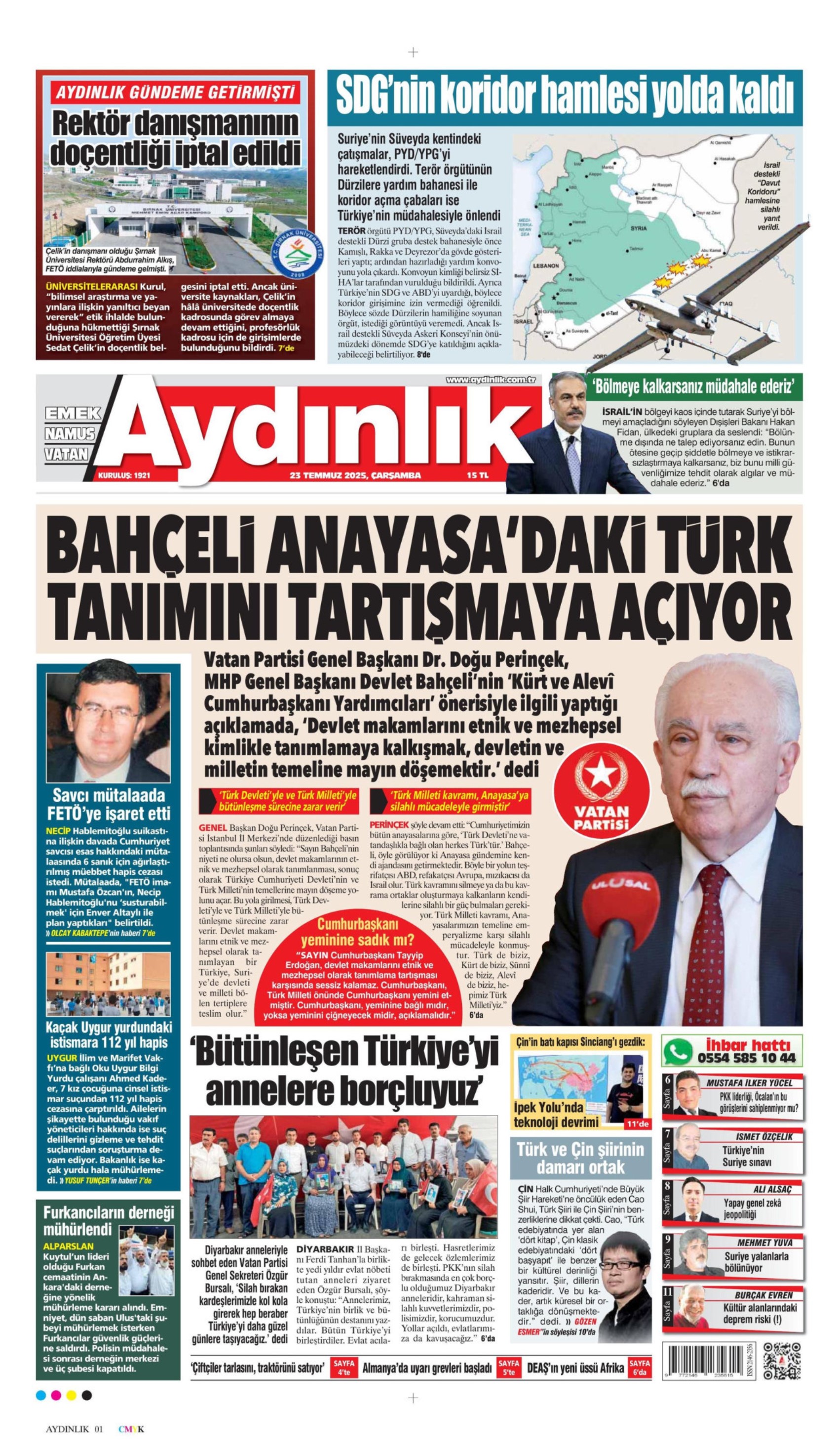 23 Temmuz 2025 gazete manşetleri