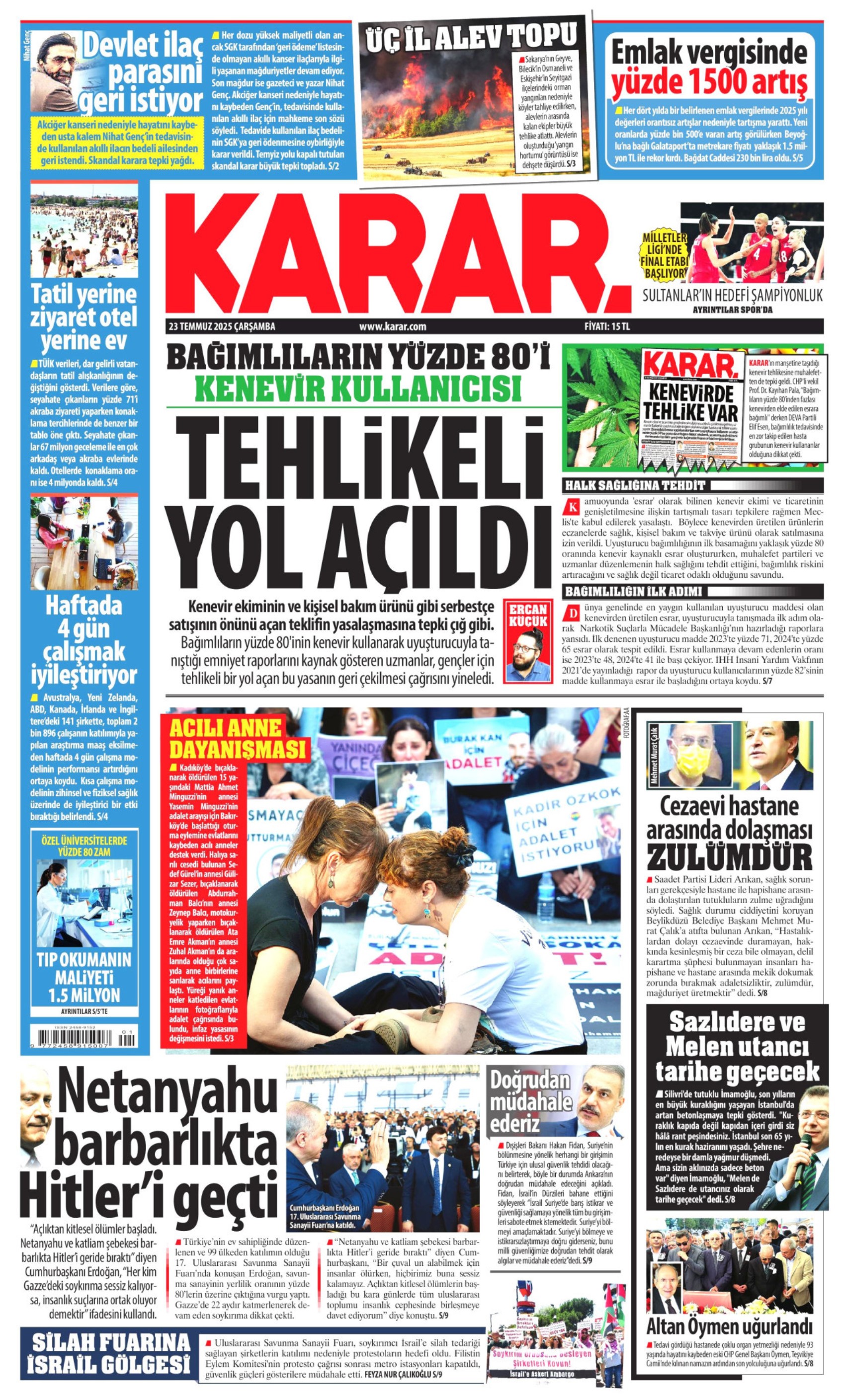 23 Temmuz 2025 gazete manşetleri