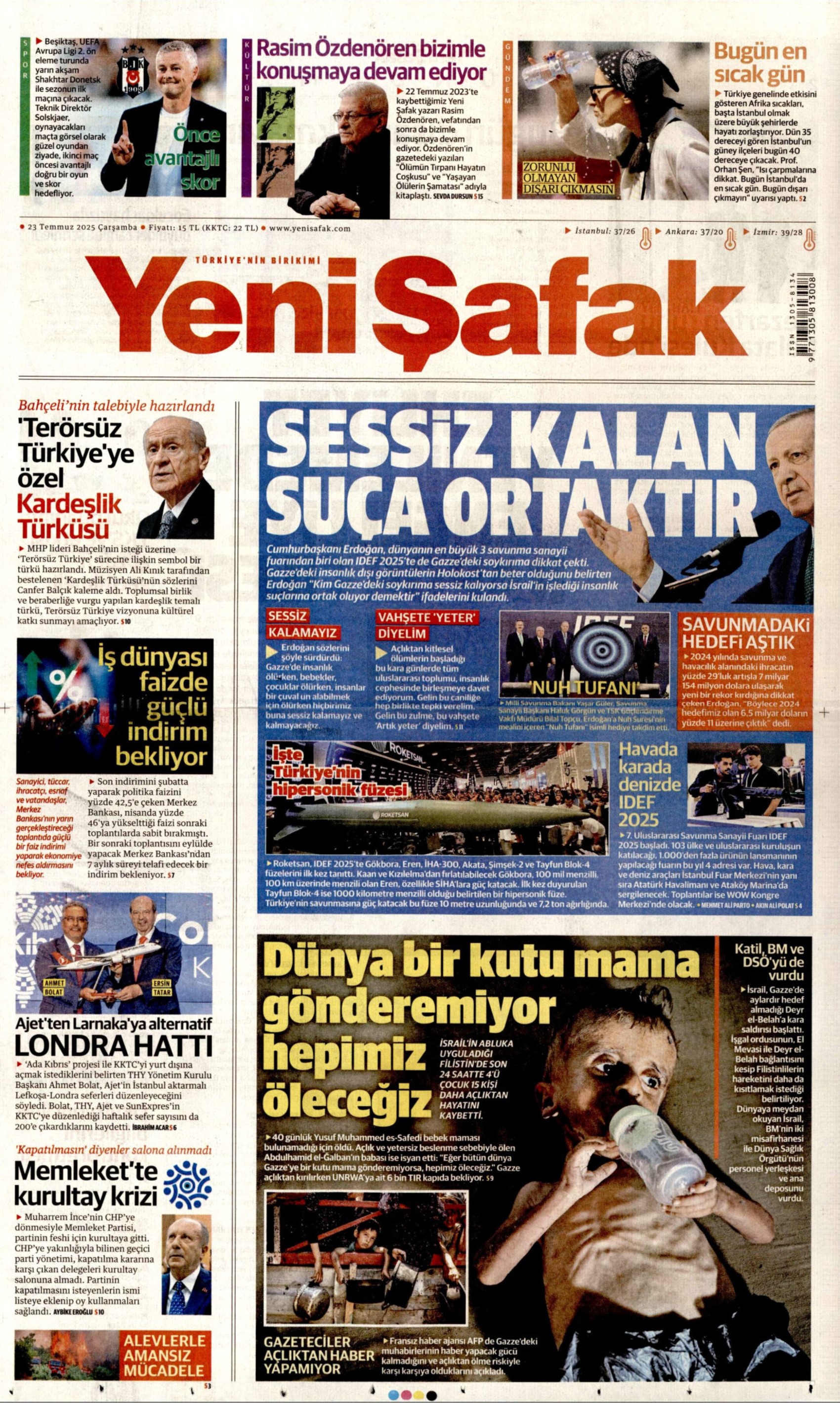 23 Temmuz 2025 gazete manşetleri