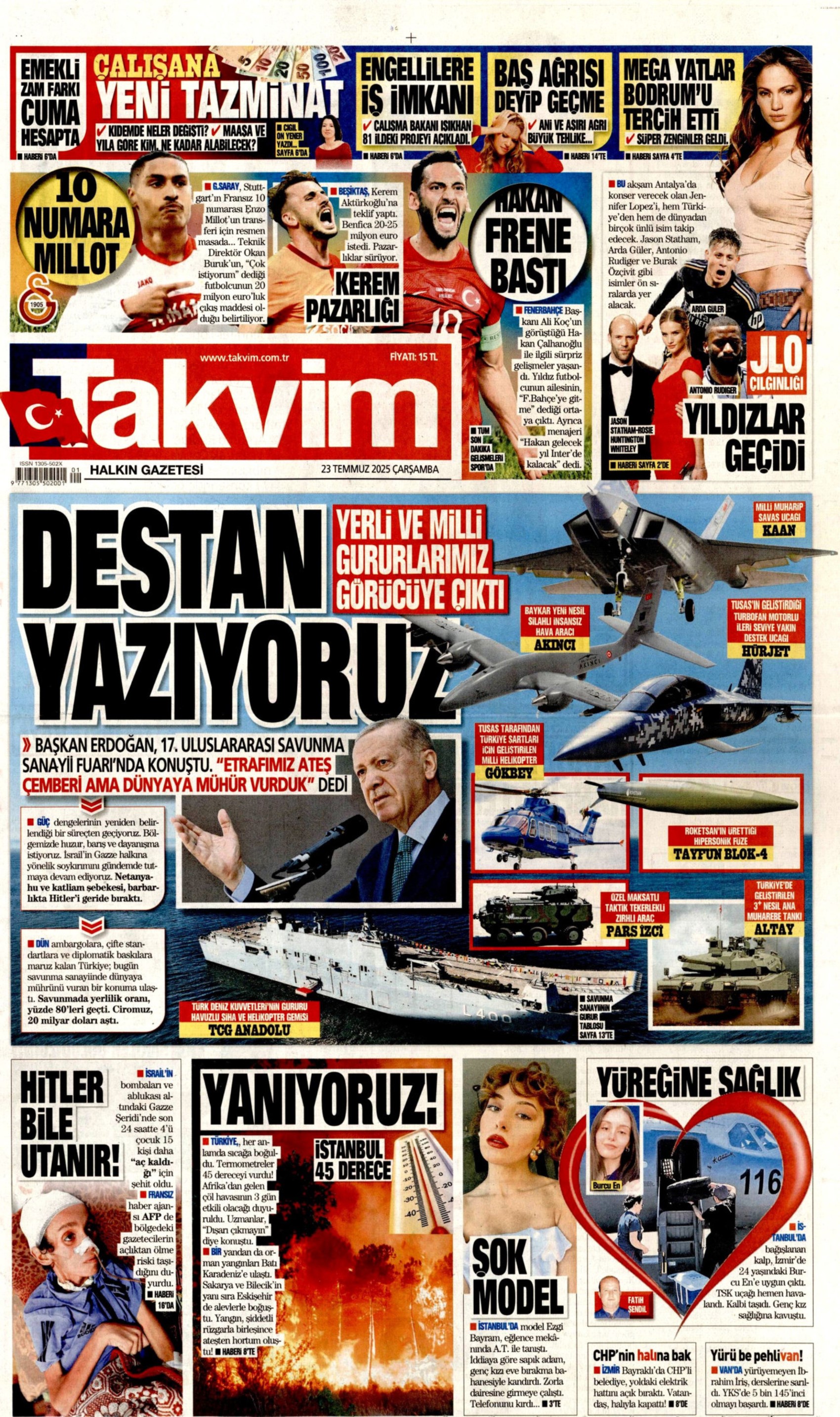 23 Temmuz 2025 gazete manşetleri