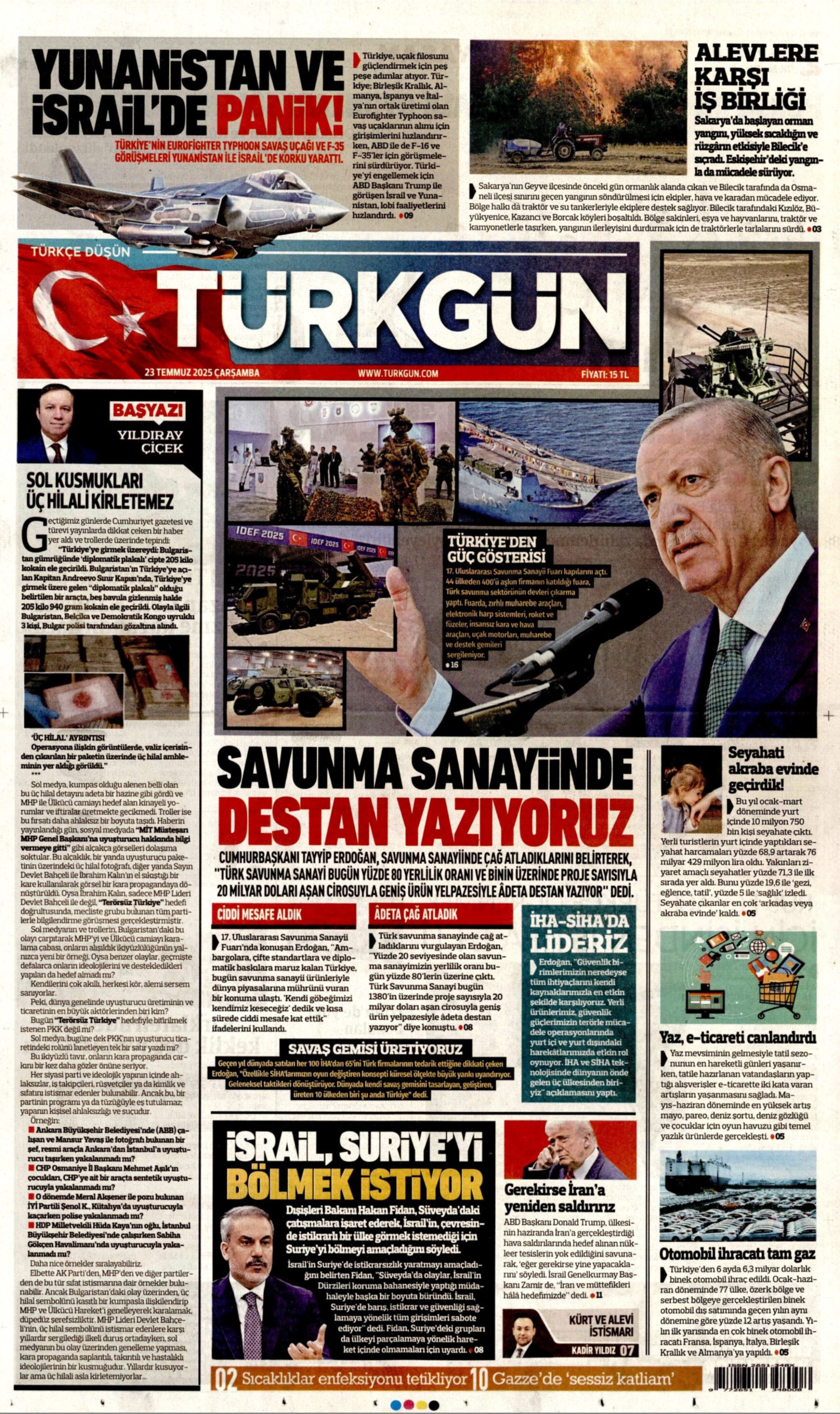 23 Temmuz 2025 gazete manşetleri