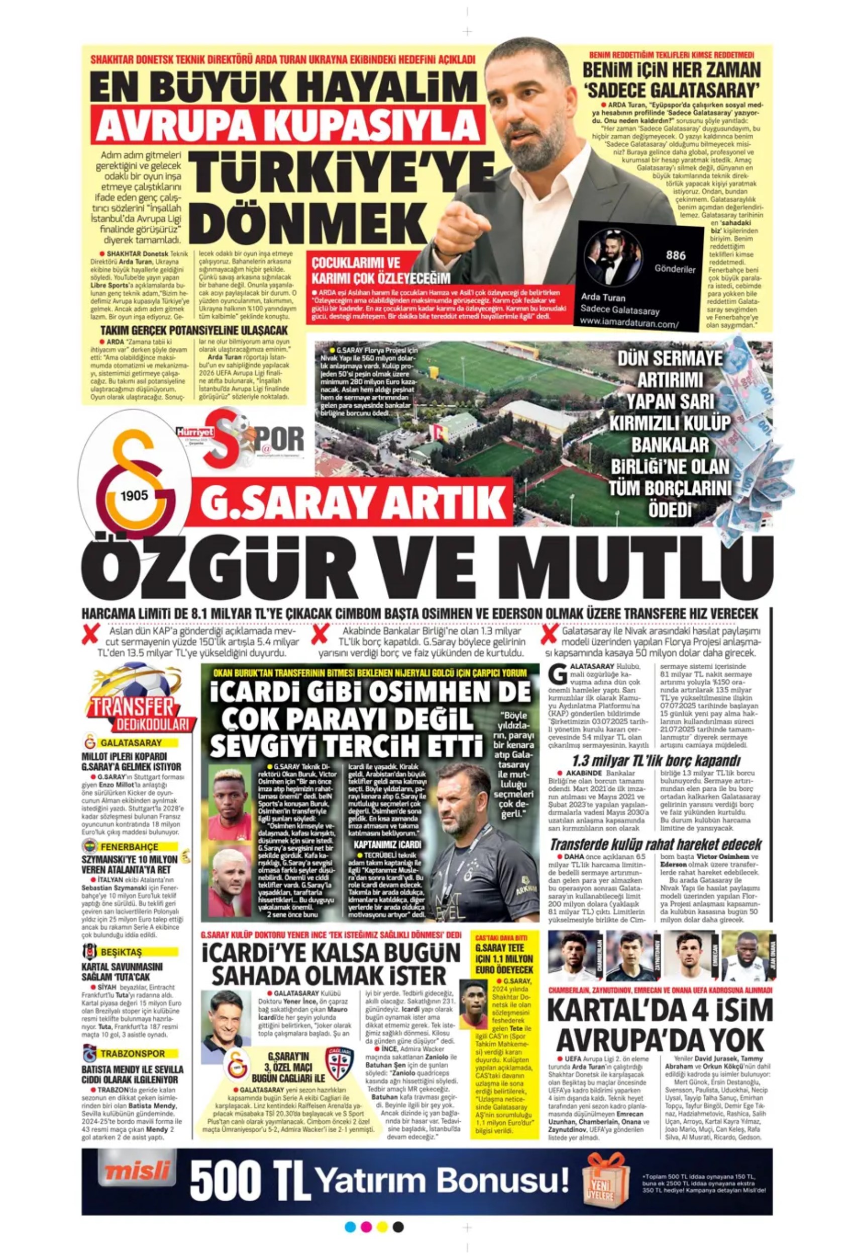 Sporda günün manşetleri: Okan Buruk'un çok istediği 10 numarayı açıkladılar