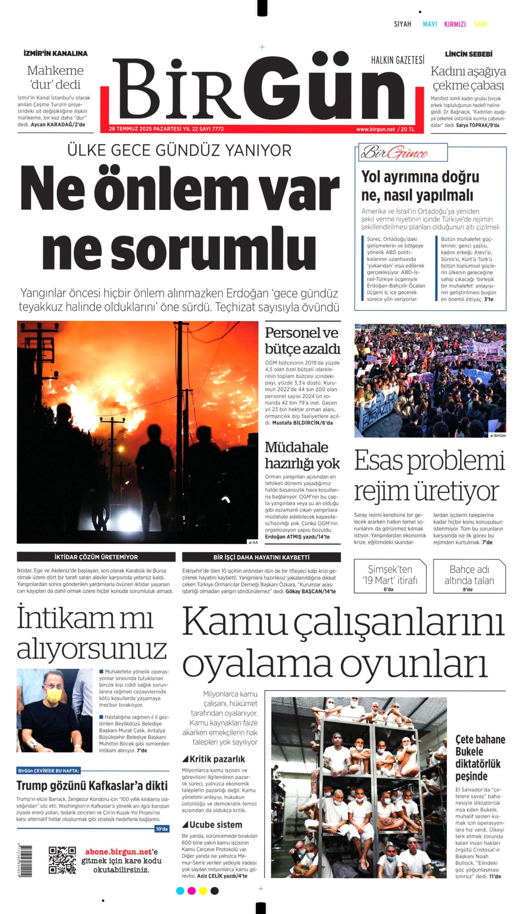 28 Temmuz 2025 gazete manşetleri: Gazeteler, yurt genelindeki orman yangınlarını nasıl gördü?