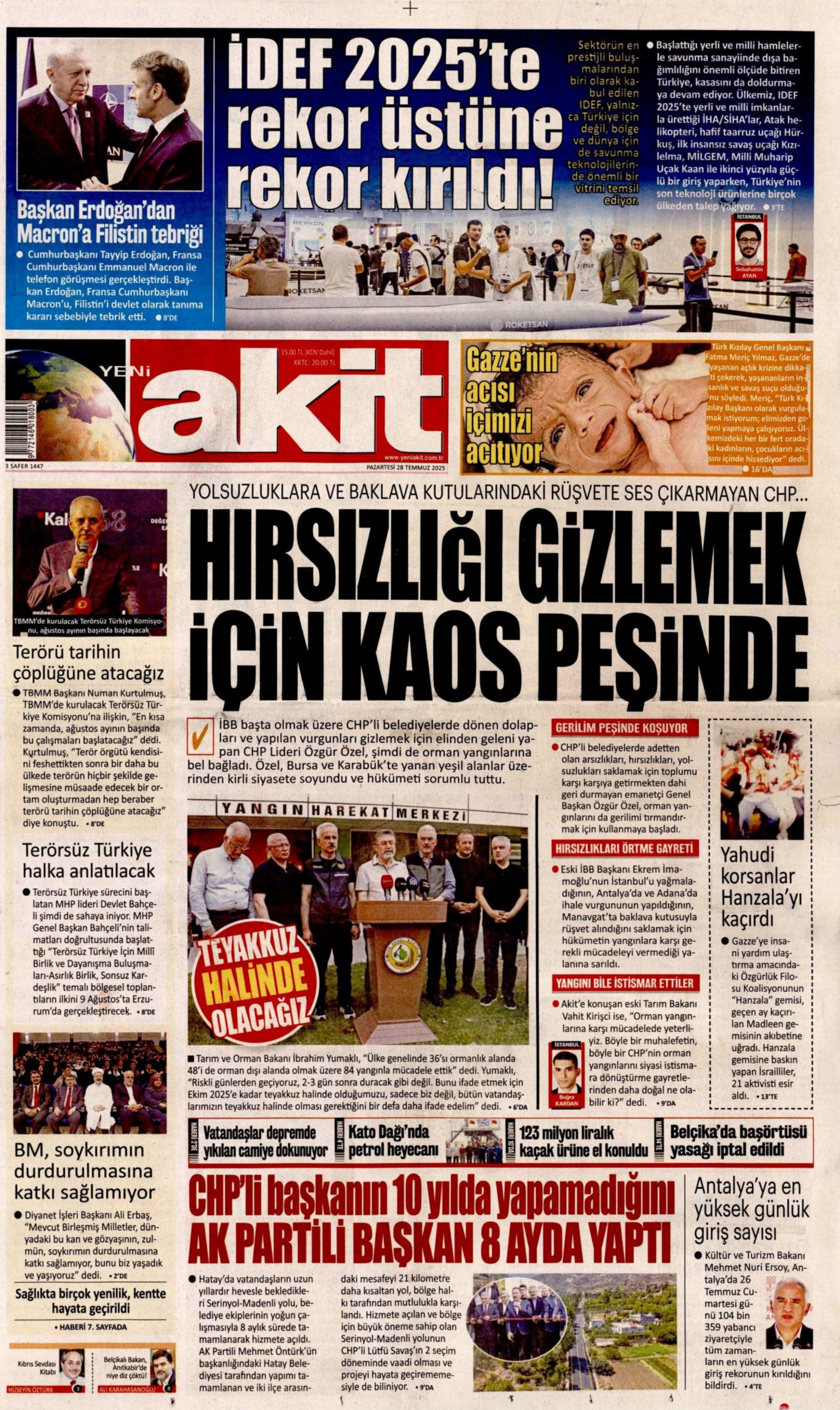 28 Temmuz 2025 gazete manşetleri: Gazeteler, yurt genelindeki orman yangınlarını nasıl gördü?
