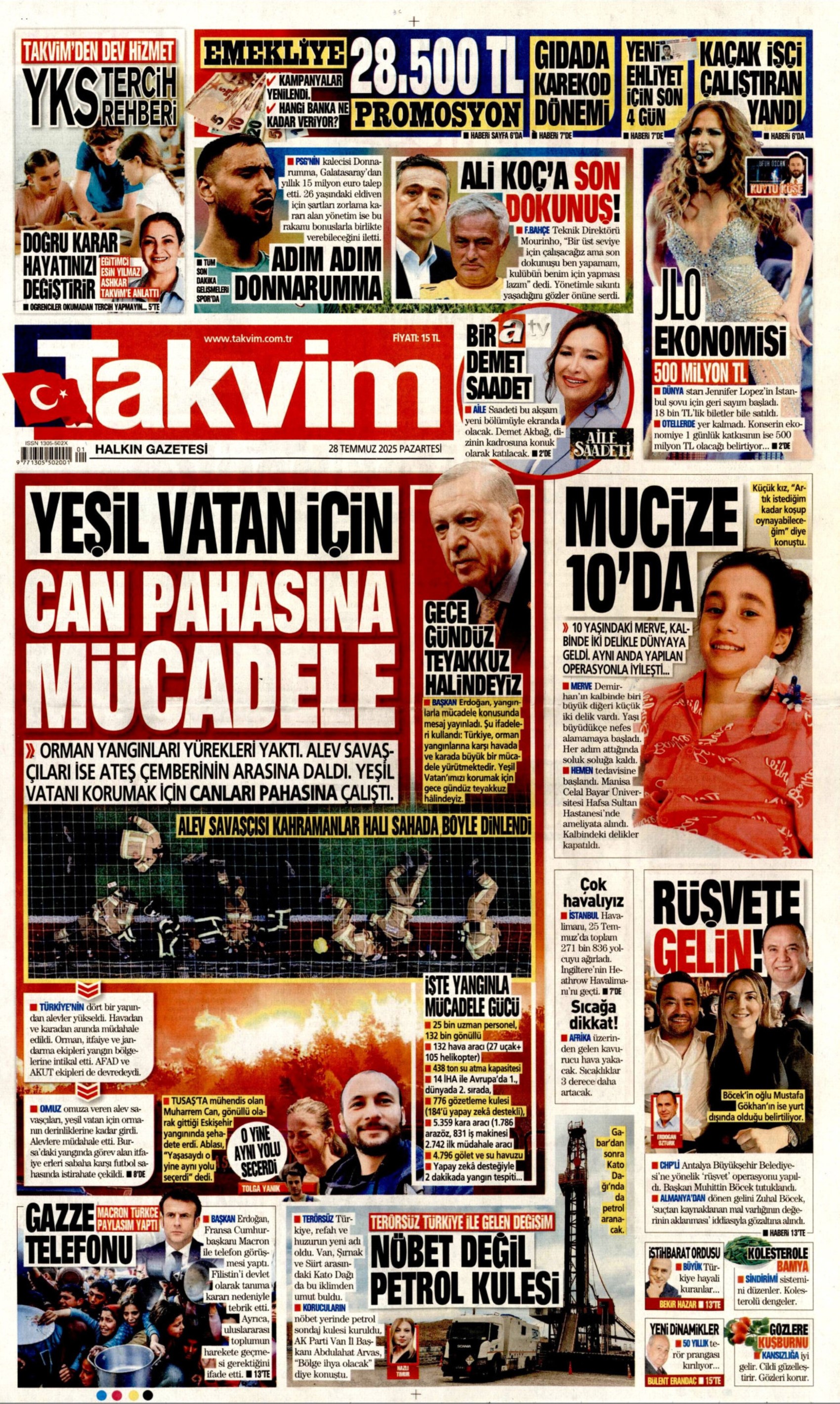 28 Temmuz 2025 gazete manşetleri: Gazeteler, yurt genelindeki orman yangınlarını nasıl gördü?