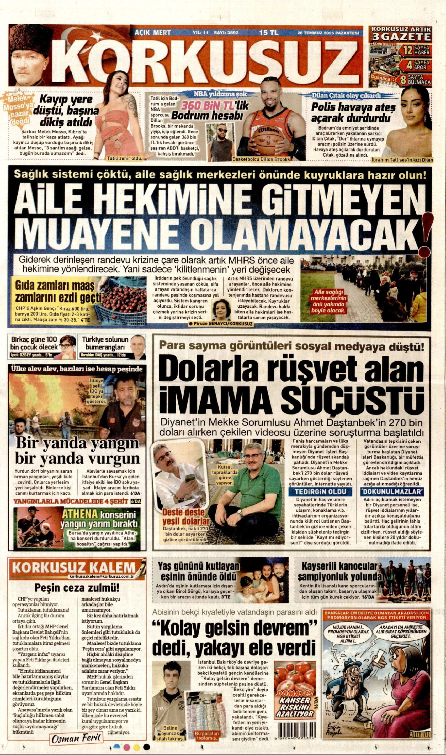 28 Temmuz 2025 gazete manşetleri: Gazeteler, yurt genelindeki orman yangınlarını nasıl gördü?