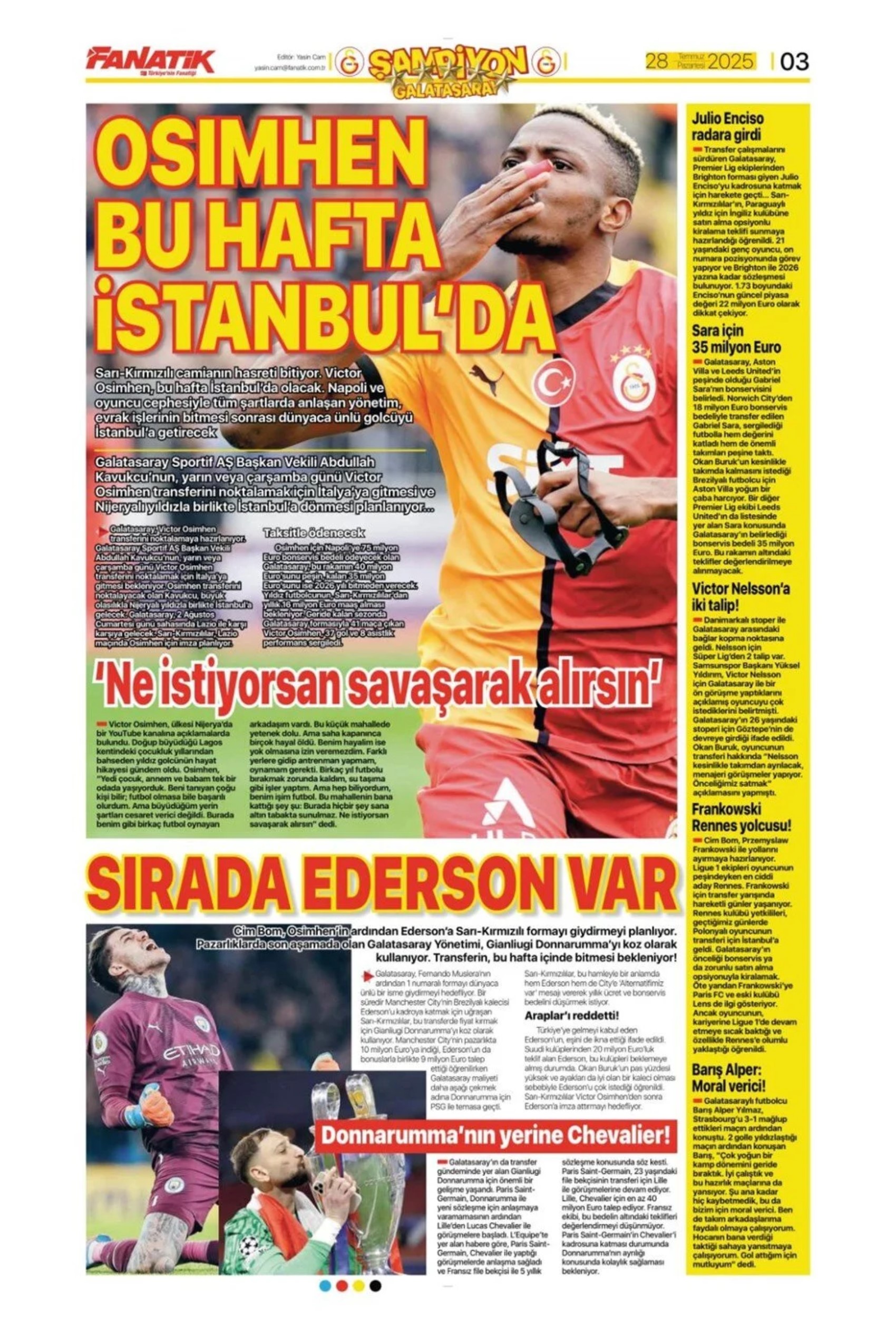 Sporda günün manşetleri... Fenerbahçe'de kanat transferinde hareketli saatler yaşanıyor: İşte gündemdeki o isim!