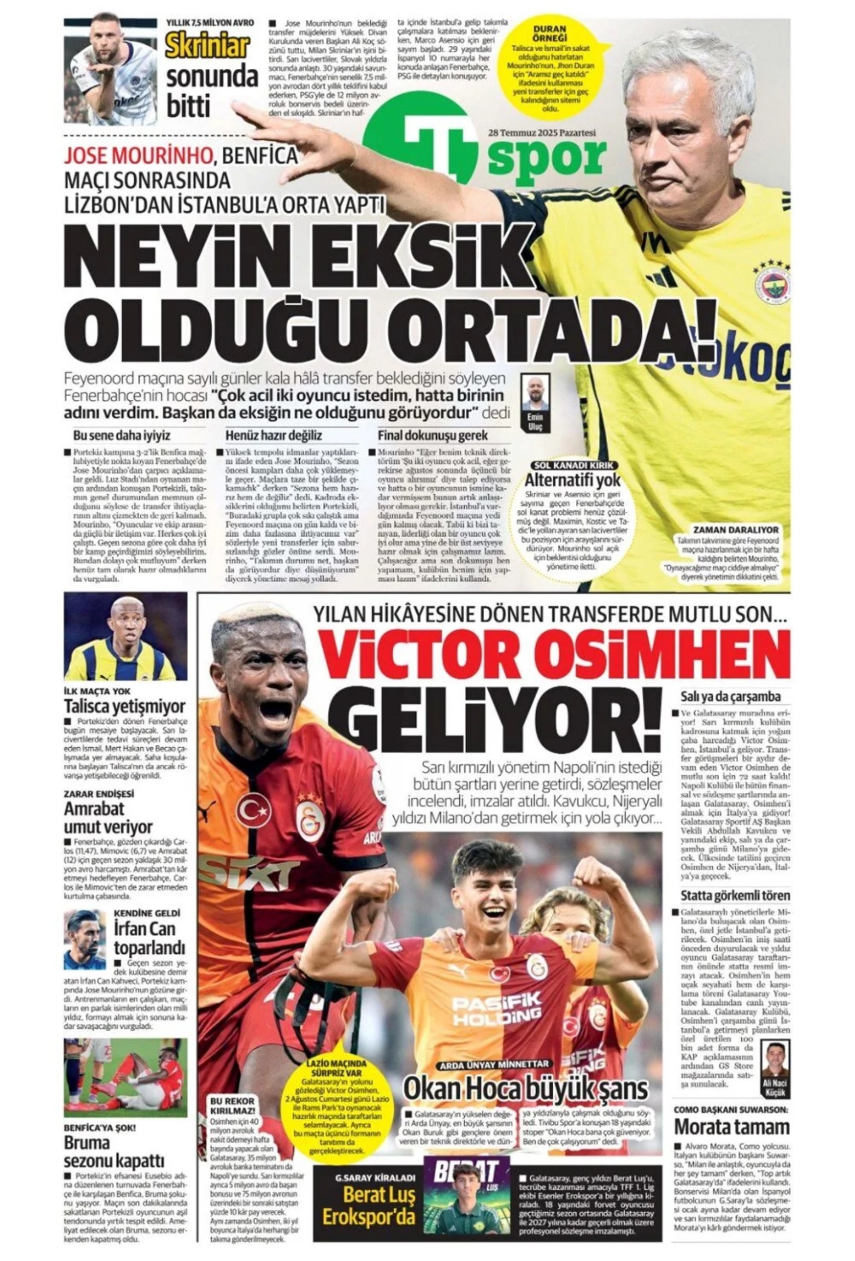 Sporda günün manşetleri... Fenerbahçe'de kanat transferinde hareketli saatler yaşanıyor: İşte gündemdeki o isim!