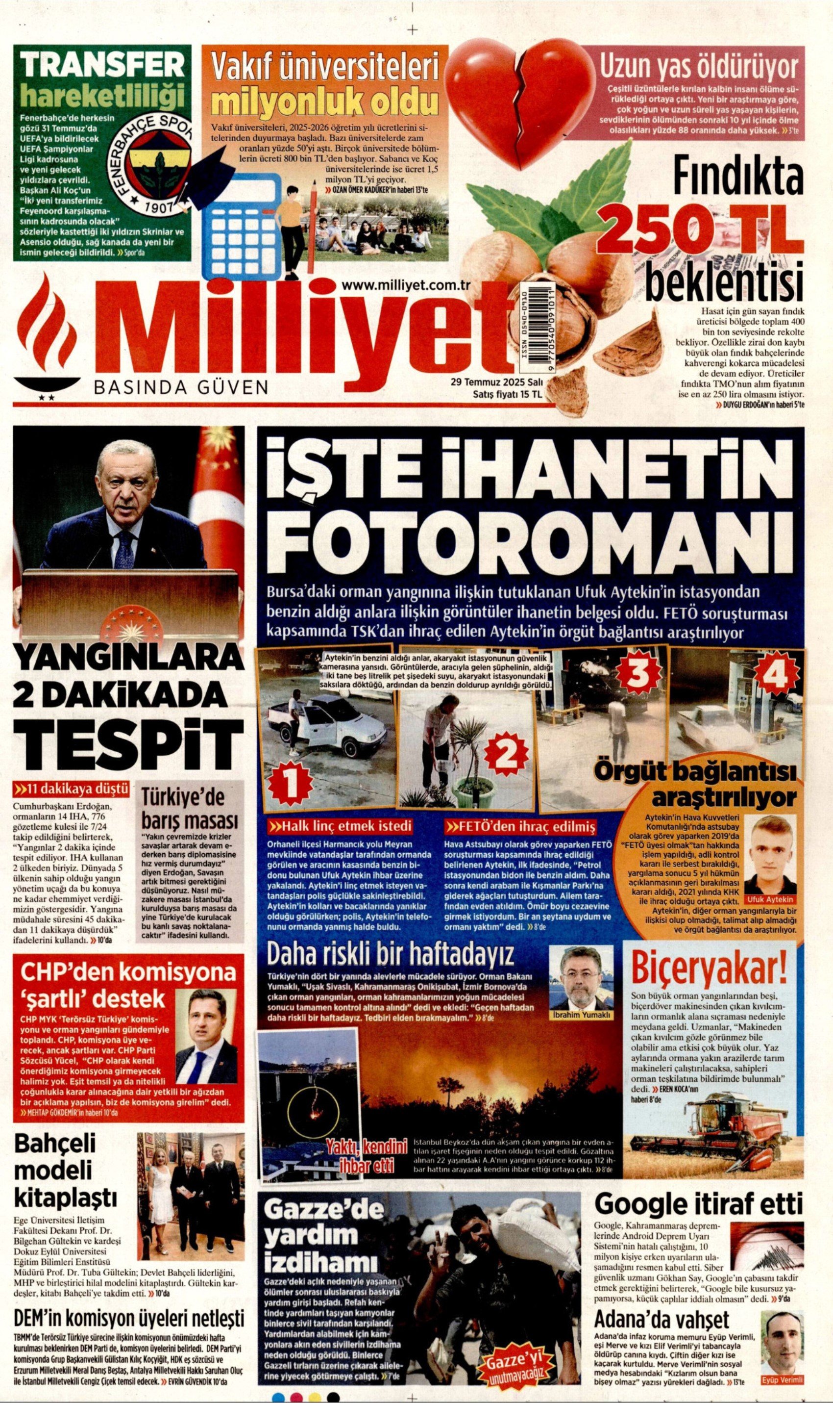 FETÖ'den ihraç edildiği ortaya çıkmıştı: Gazeteler, Bursa'yı yakan kundakçıyı nasıl gördü? (29 Temmuz Salı gazete manşetleri)