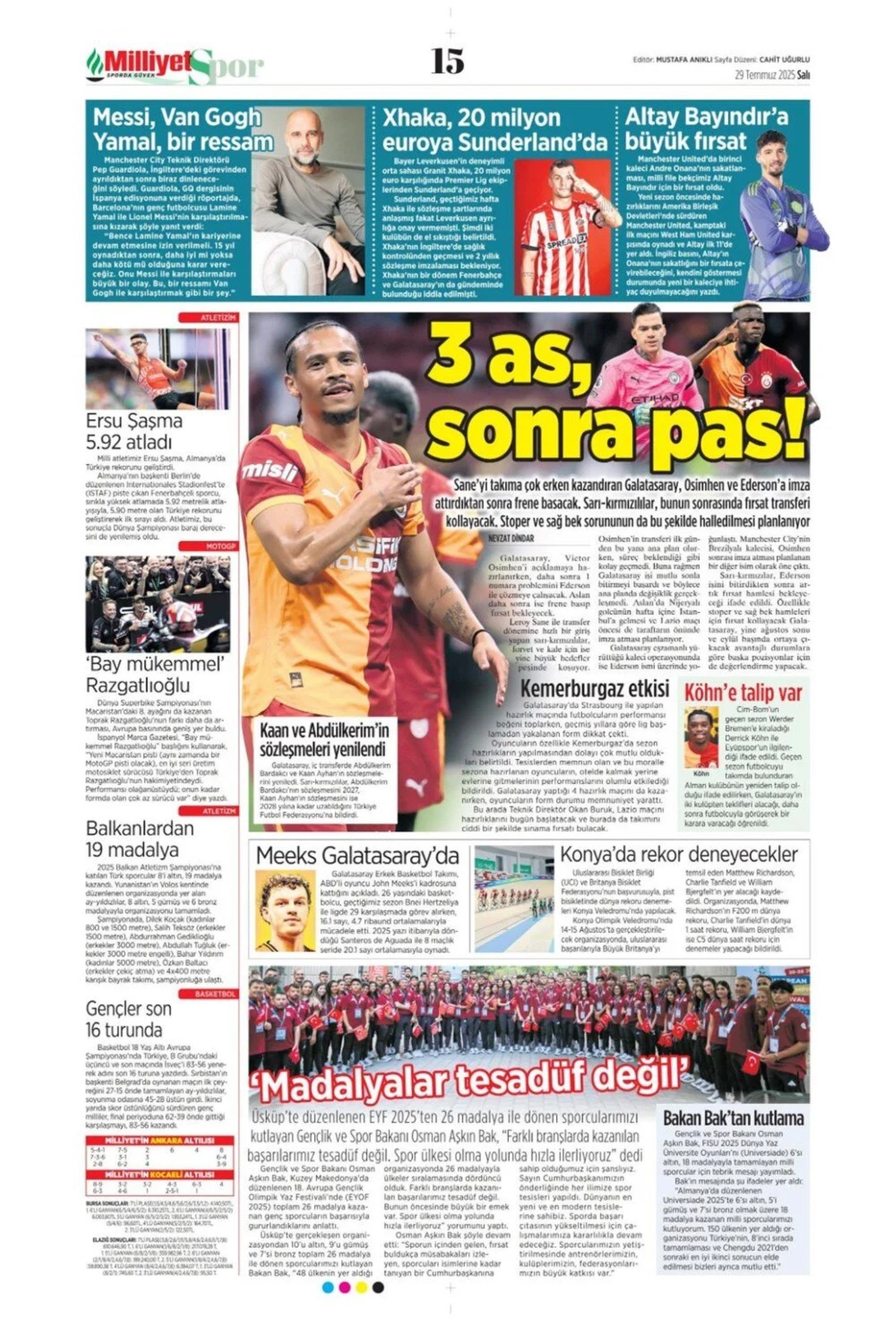 Sporda günün manşetleri... Galatasaray Donnarumma transferinde atağa kalktı: Fenerbahçe'de Douglas Luis mesaisi