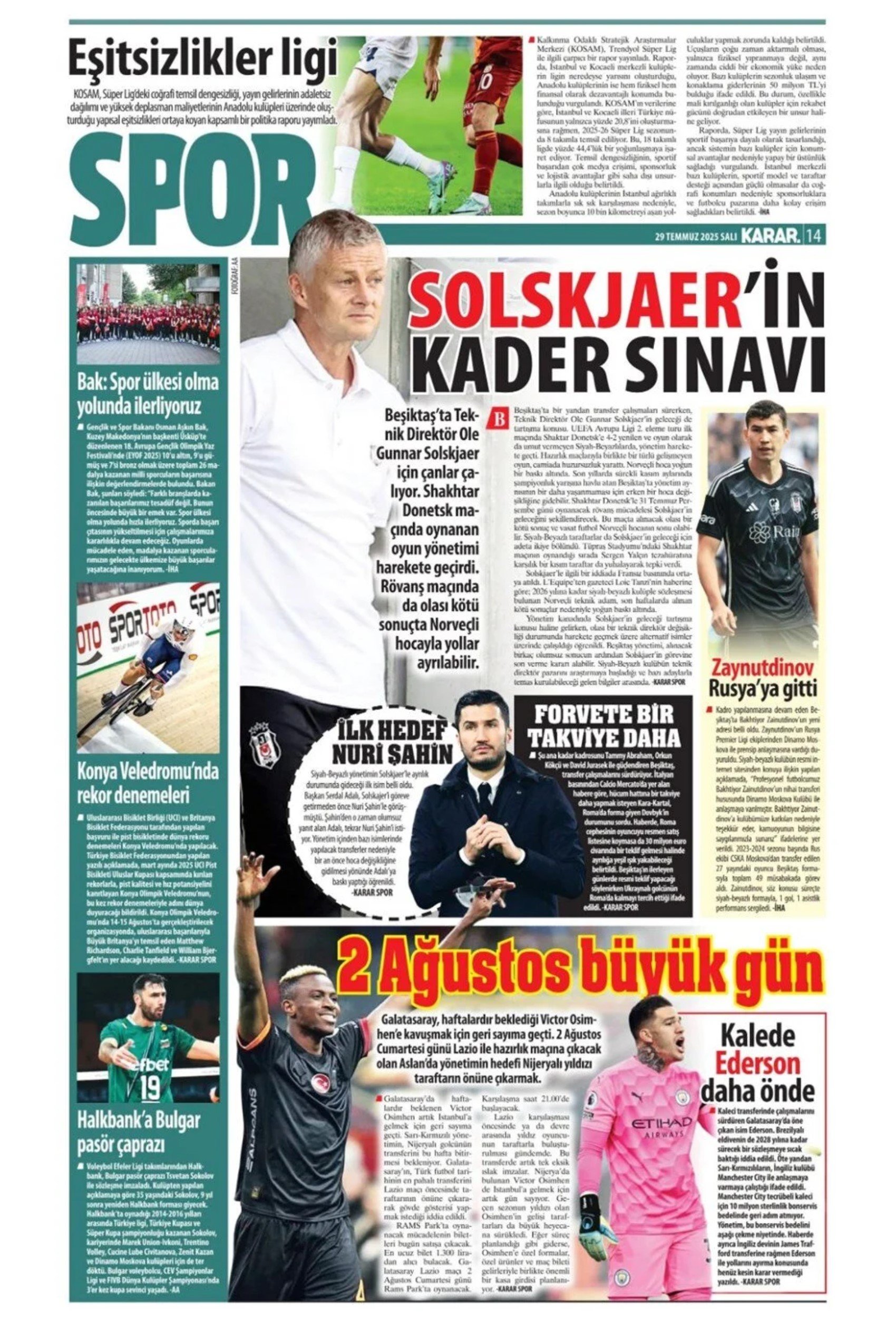 Sporda günün manşetleri... Galatasaray Donnarumma transferinde atağa kalktı: Fenerbahçe'de Douglas Luis mesaisi