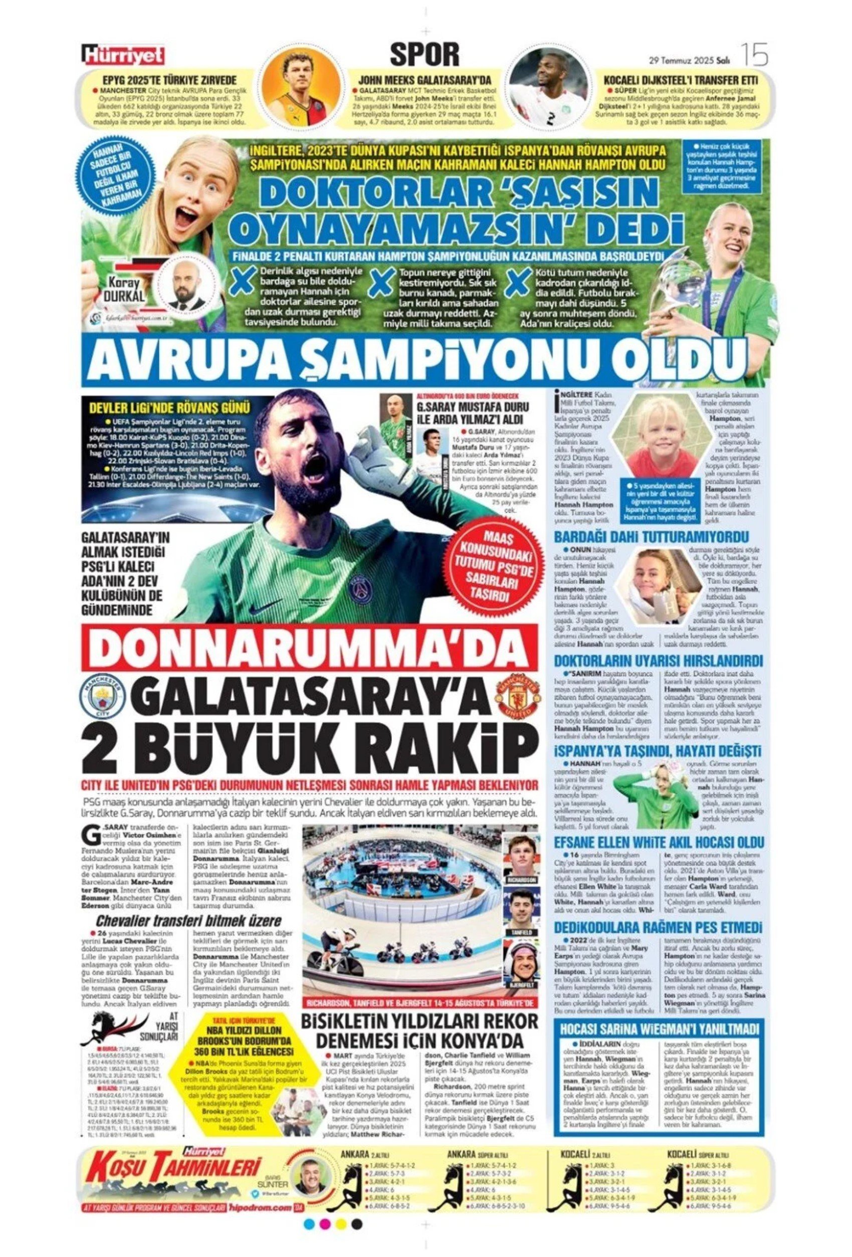 Sporda günün manşetleri... Galatasaray Donnarumma transferinde atağa kalktı: Fenerbahçe'de Douglas Luis mesaisi