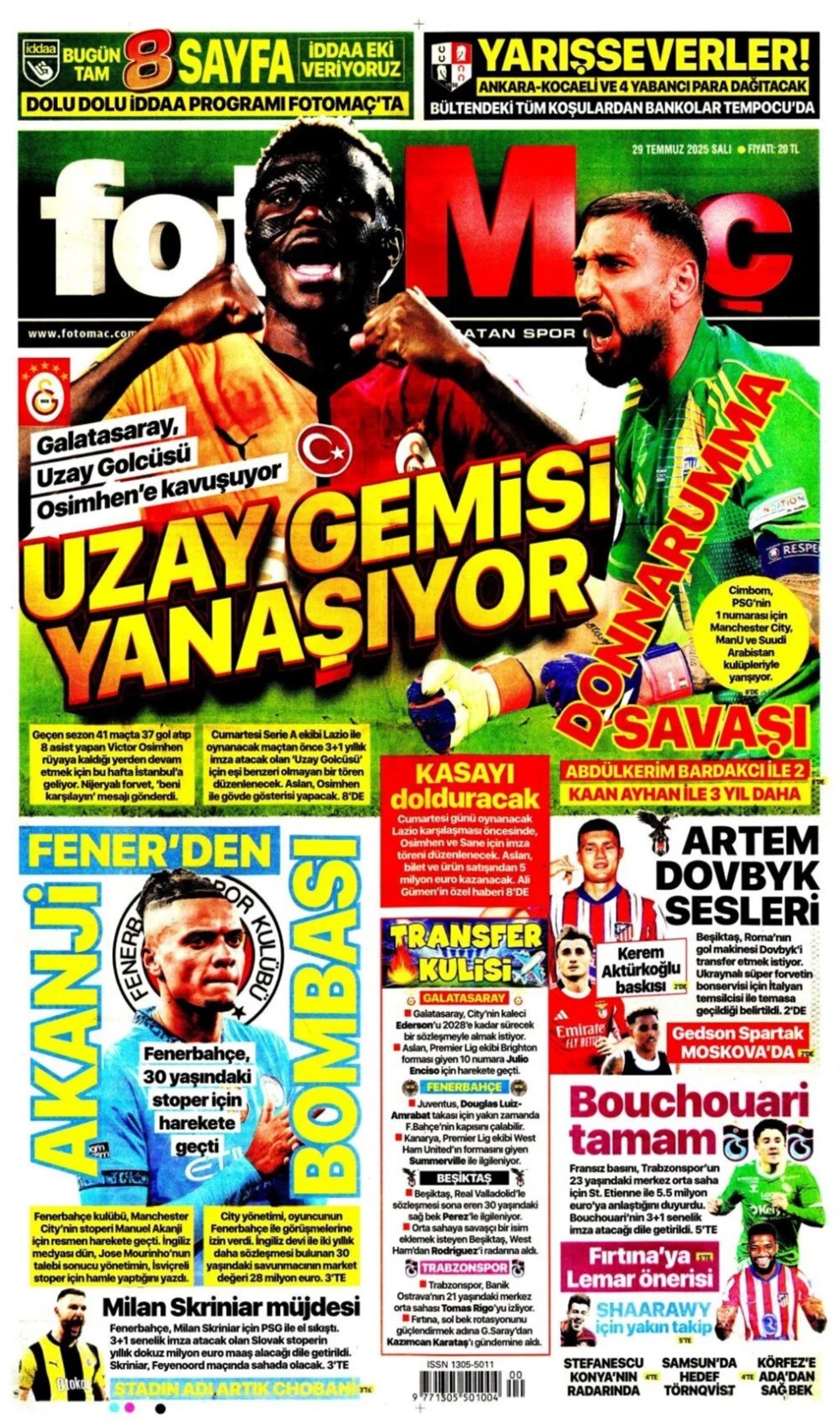Sporda günün manşetleri... Galatasaray Donnarumma transferinde atağa kalktı: Fenerbahçe'de Douglas Luis mesaisi