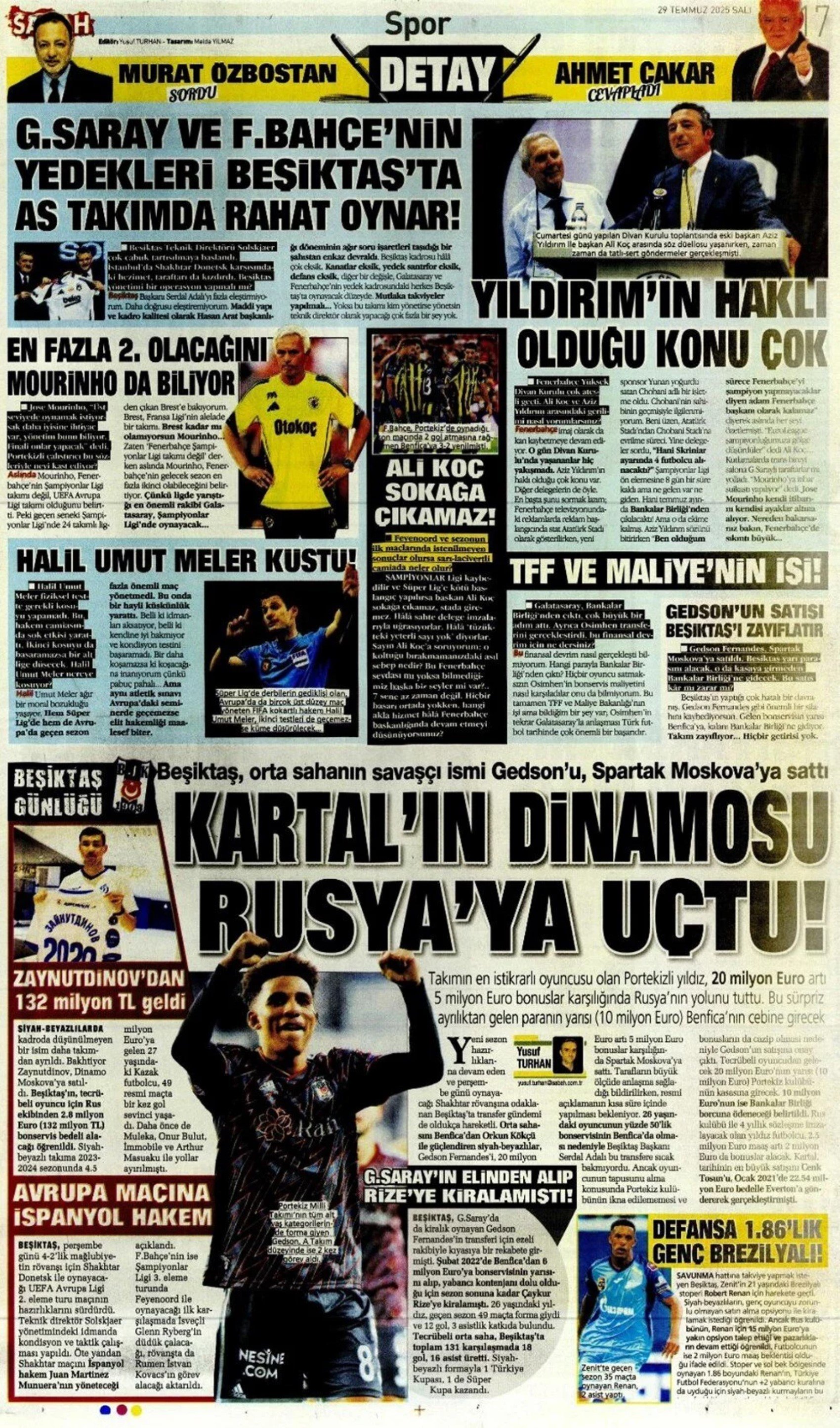 Sporda günün manşetleri... Galatasaray Donnarumma transferinde atağa kalktı: Fenerbahçe'de Douglas Luis mesaisi