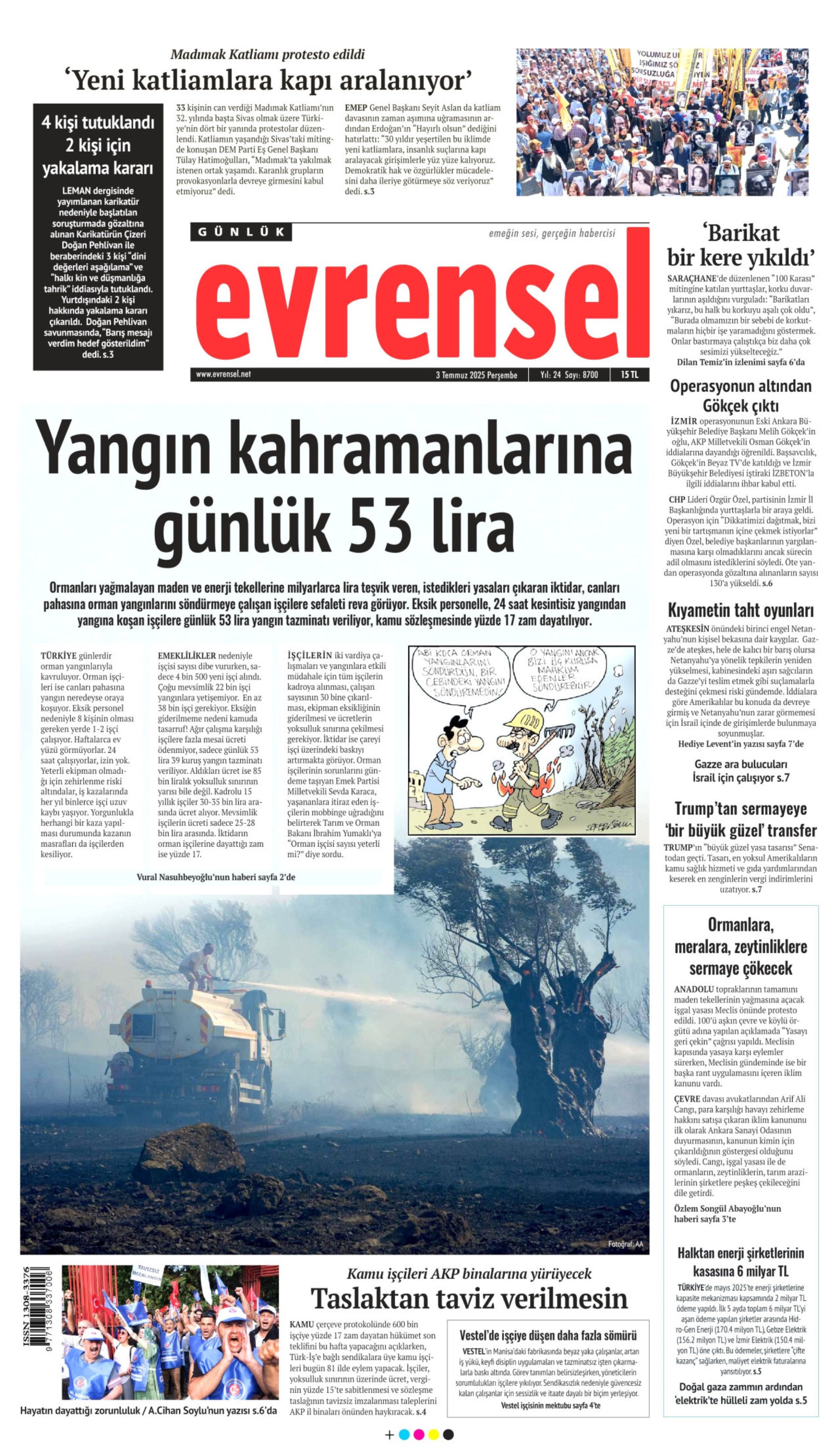 3 Temmuz gazete manşetleri: Yeni Şafak, PKK 'silahları yakacak' dedi