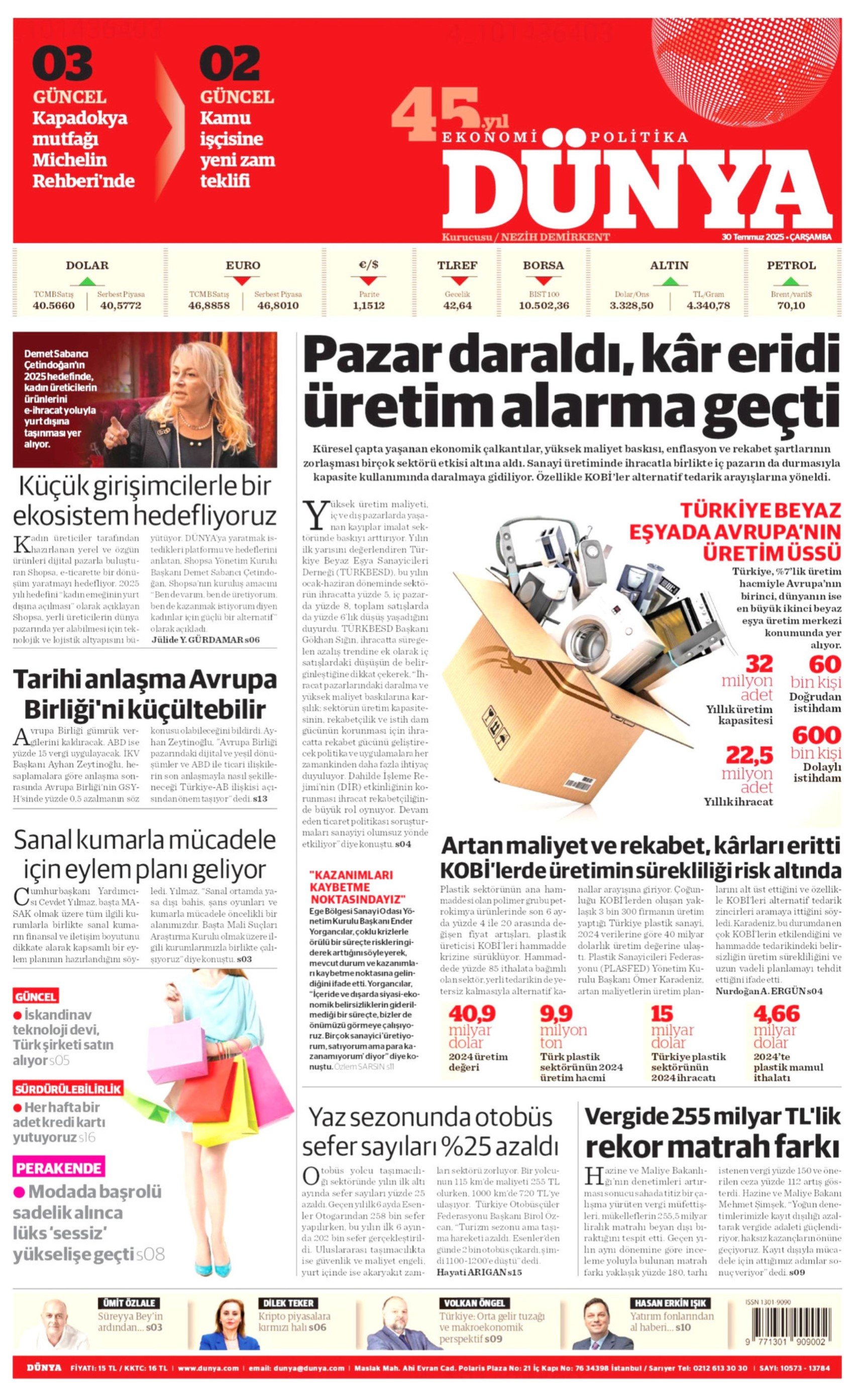 30 Temmuz 2025 gazete manşetleri