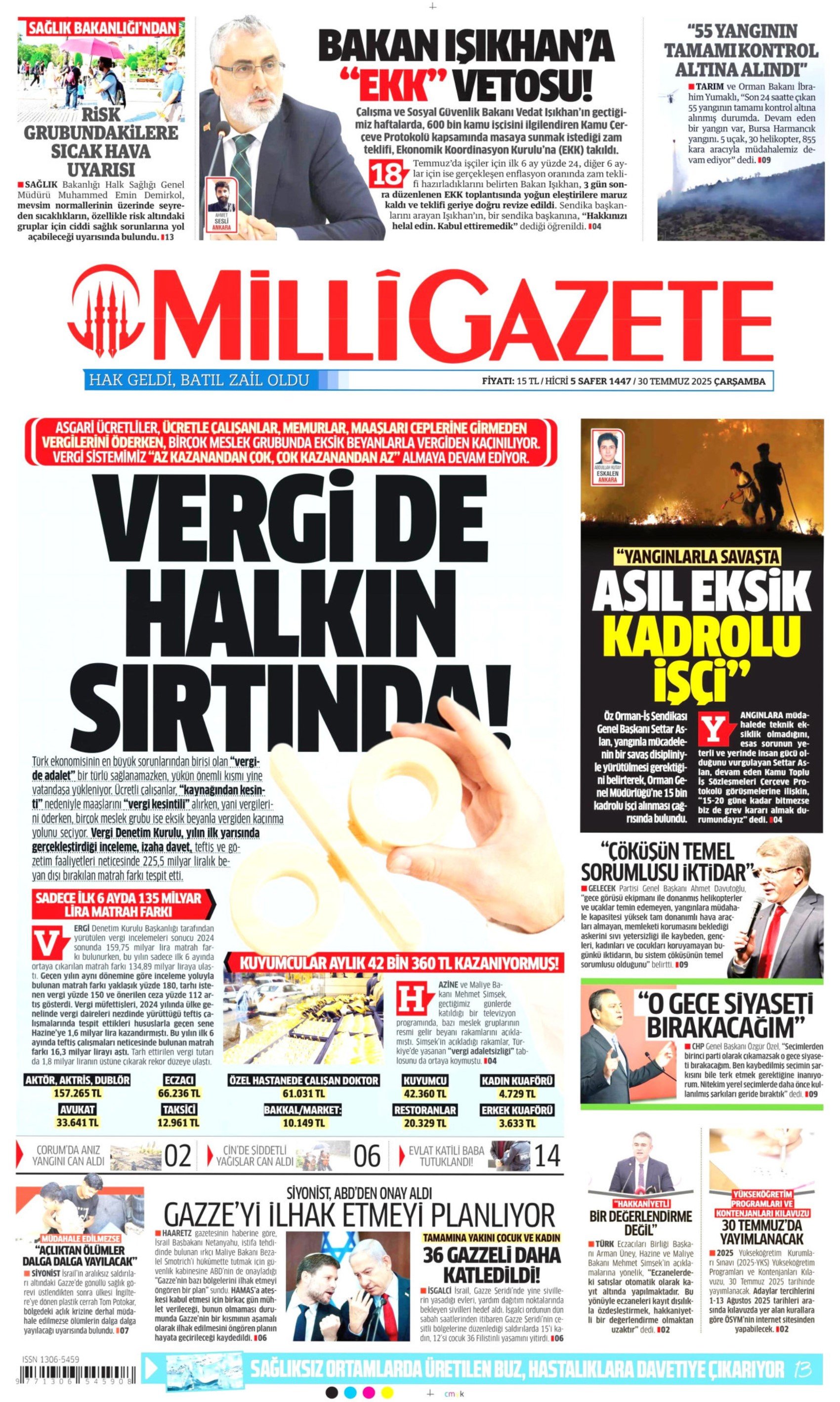 30 Temmuz 2025 gazete manşetleri