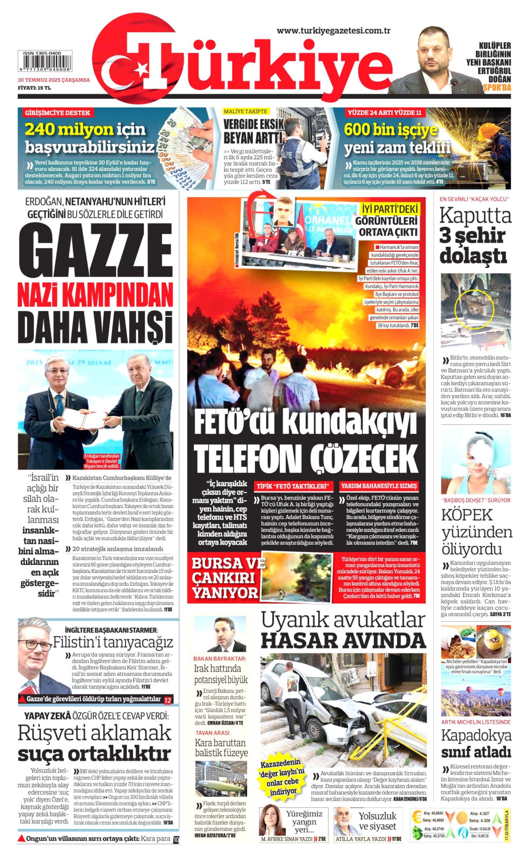30 Temmuz 2025 gazete manşetleri