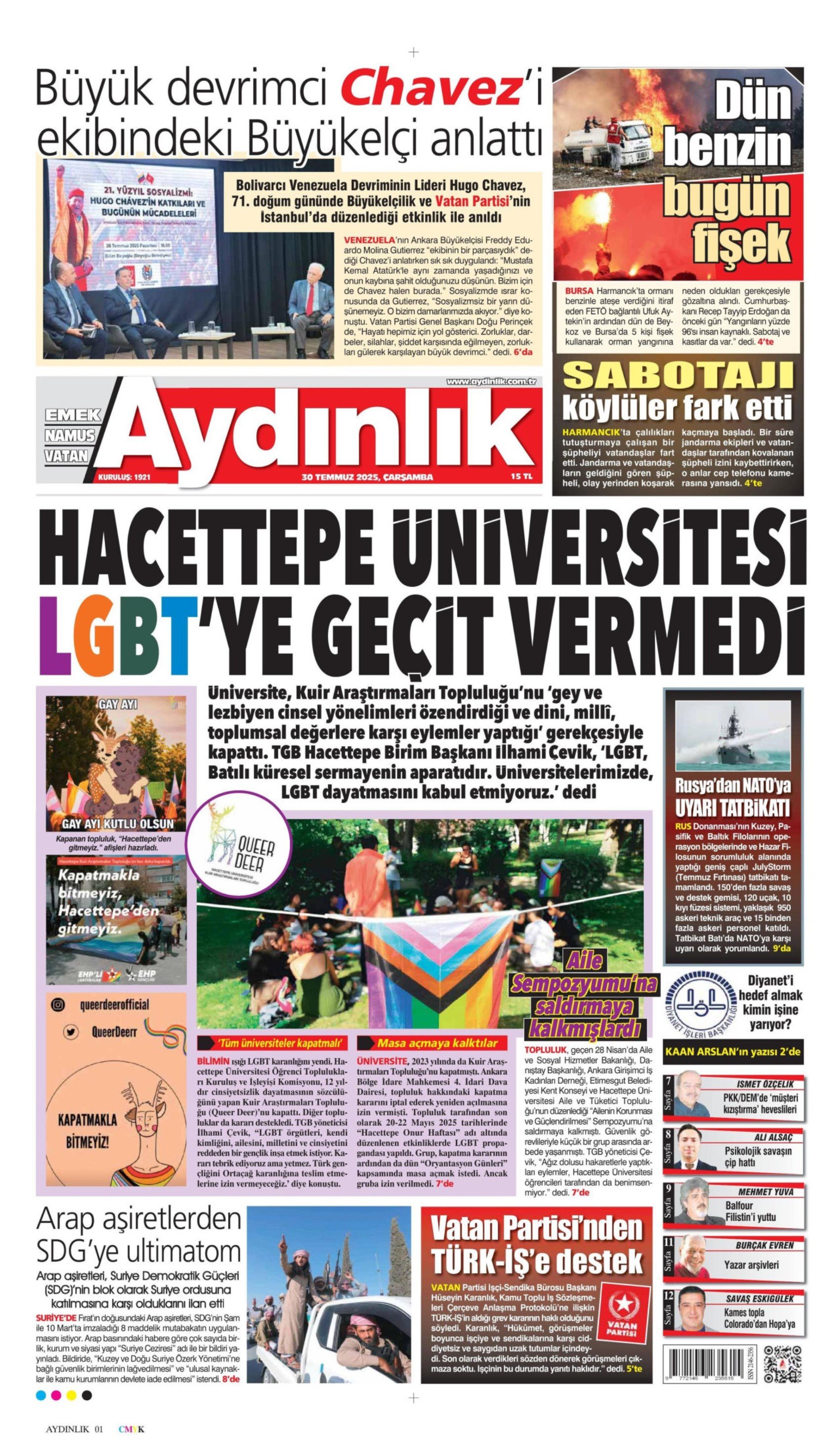 30 Temmuz 2025 gazete manşetleri