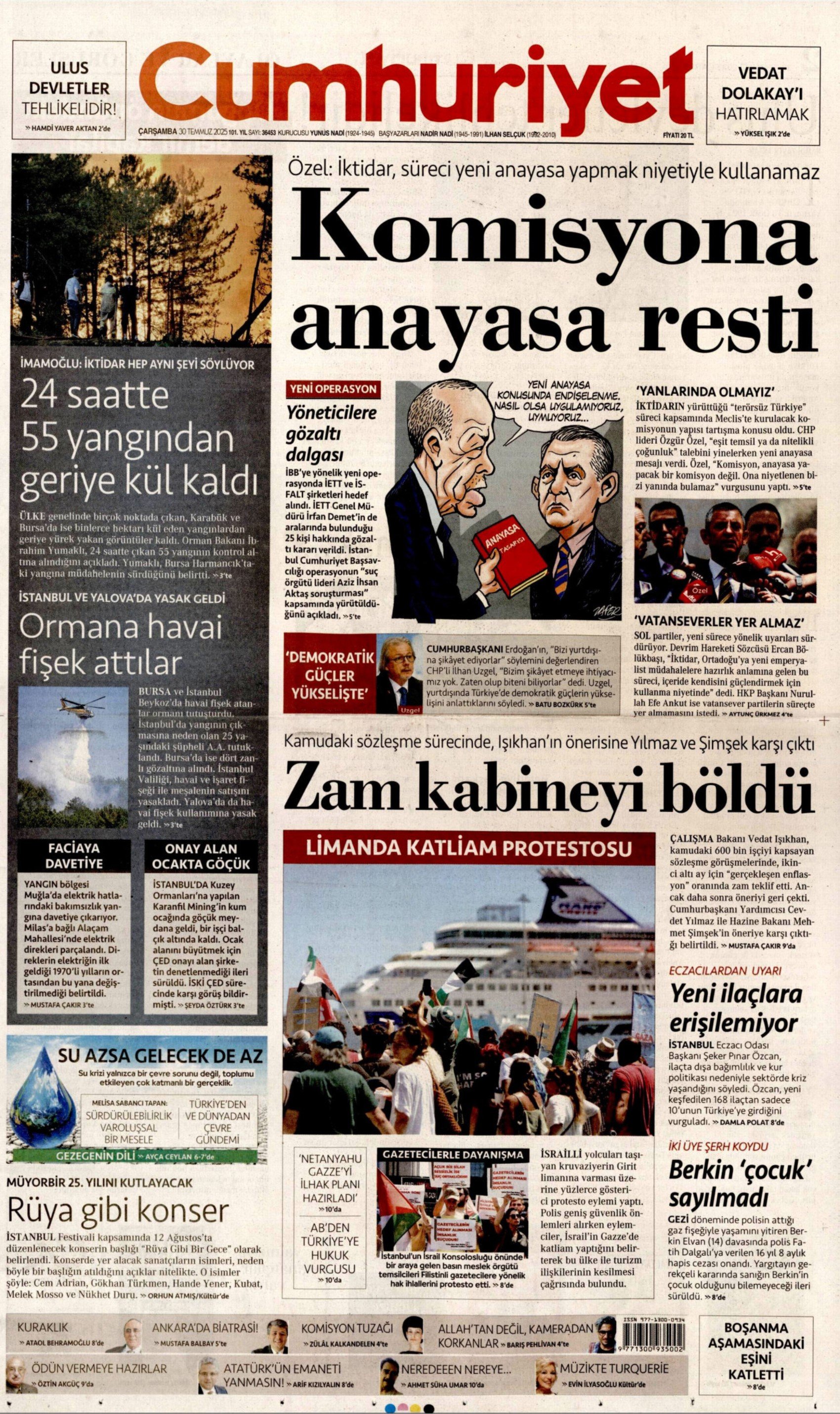 30 Temmuz 2025 gazete manşetleri