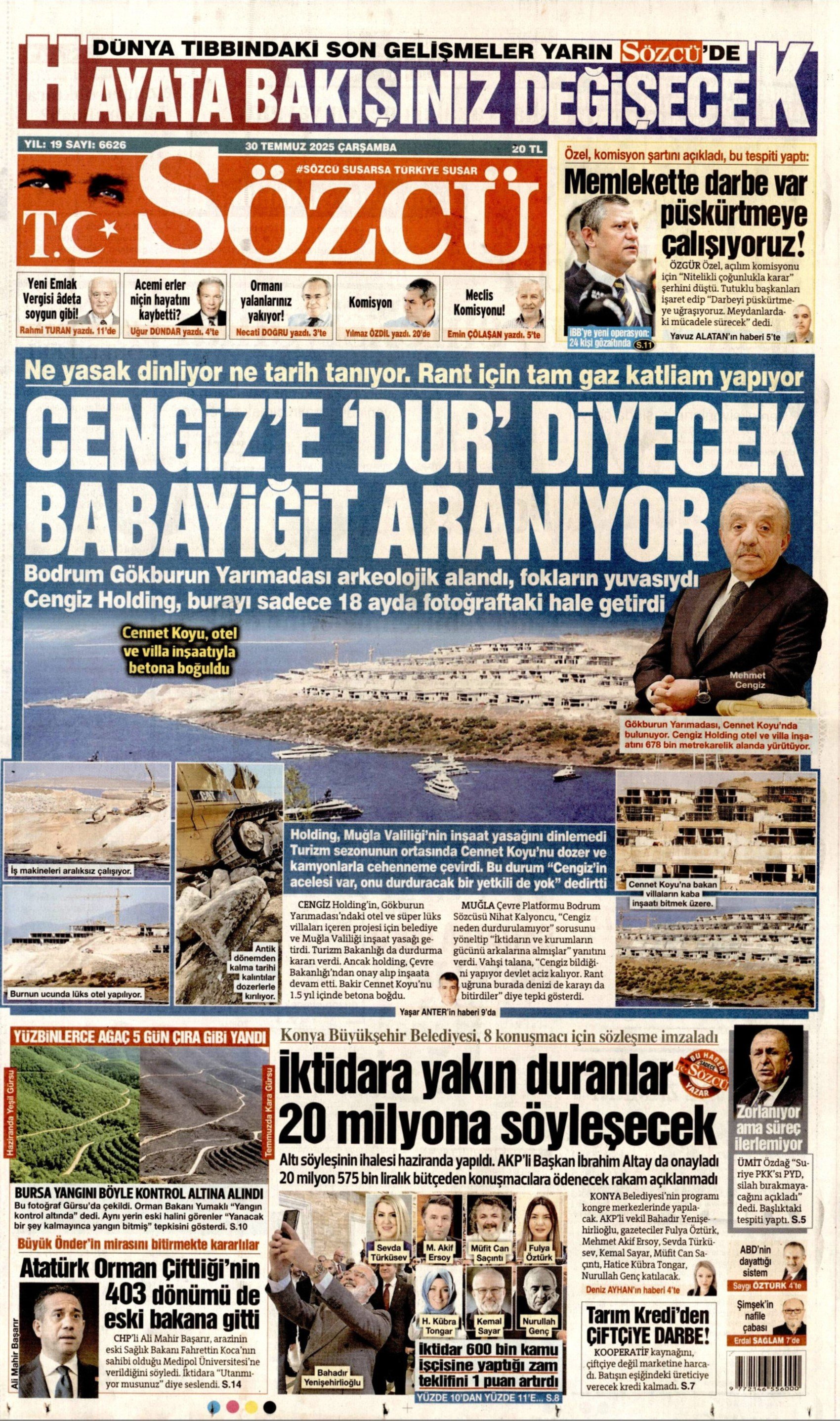 30 Temmuz 2025 gazete manşetleri