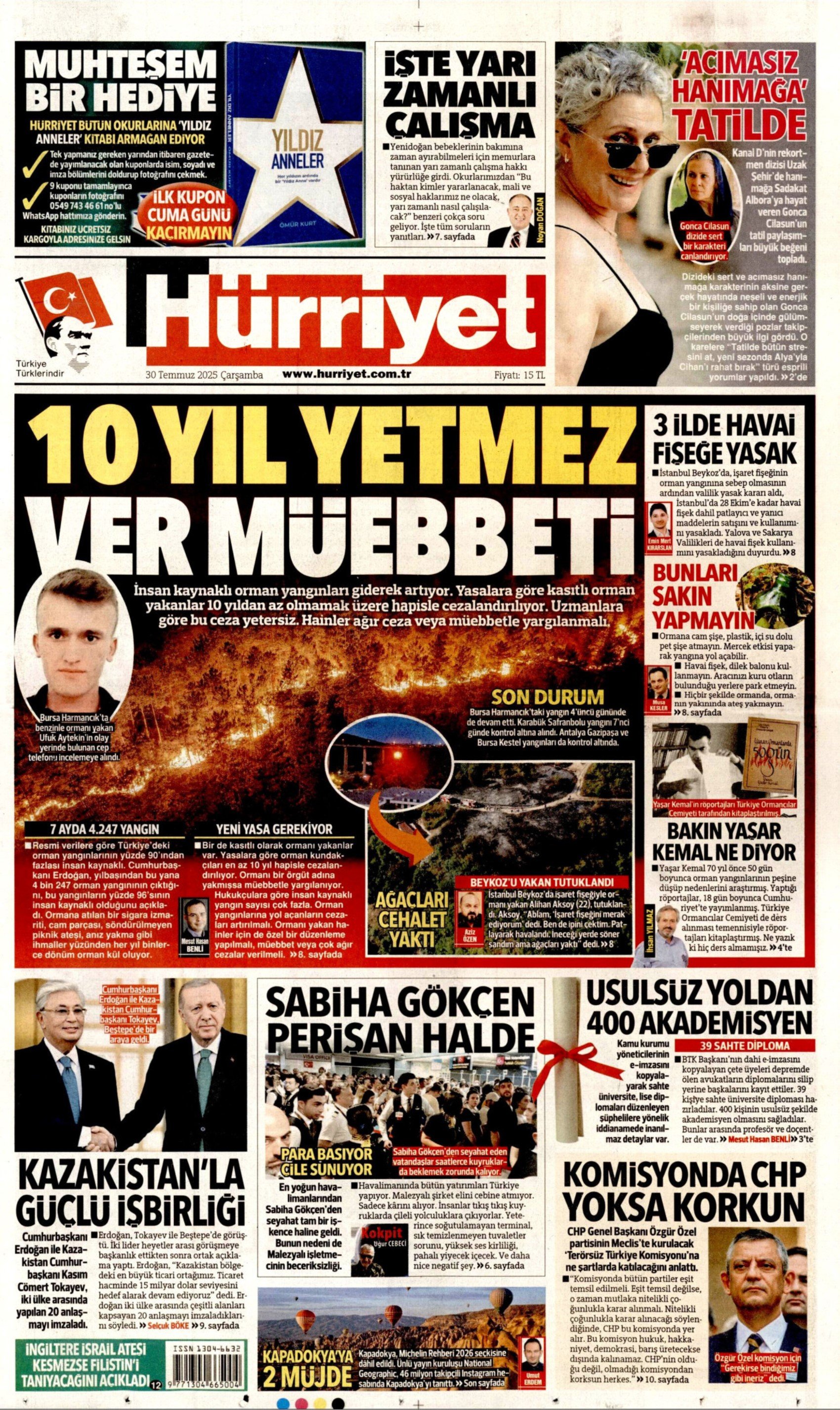 30 Temmuz 2025 gazete manşetleri