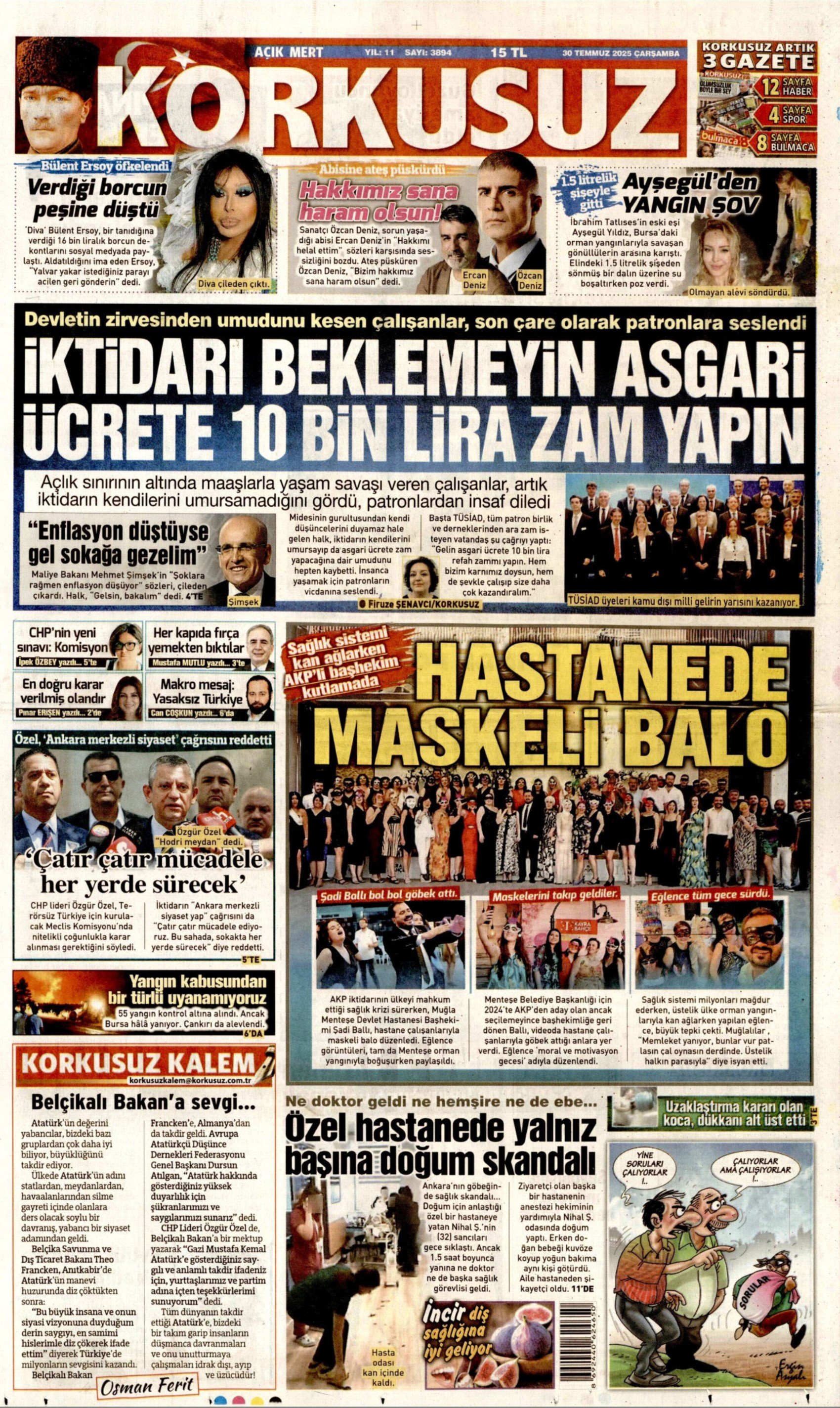 30 Temmuz 2025 gazete manşetleri