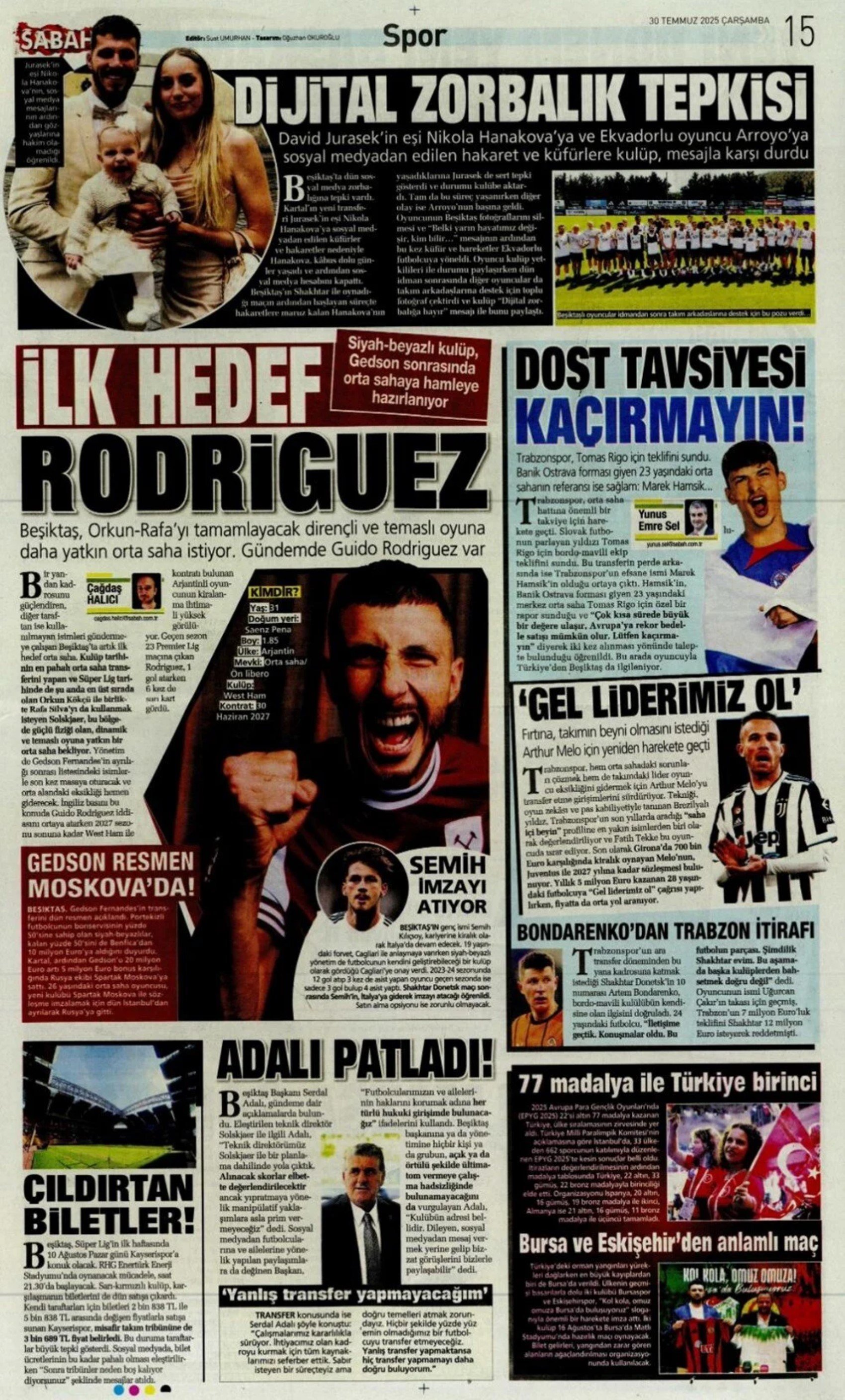 Sporda günün manşetleri... Galatasaray'da kaleci mesaisi: Ya Sergen ya Mancini