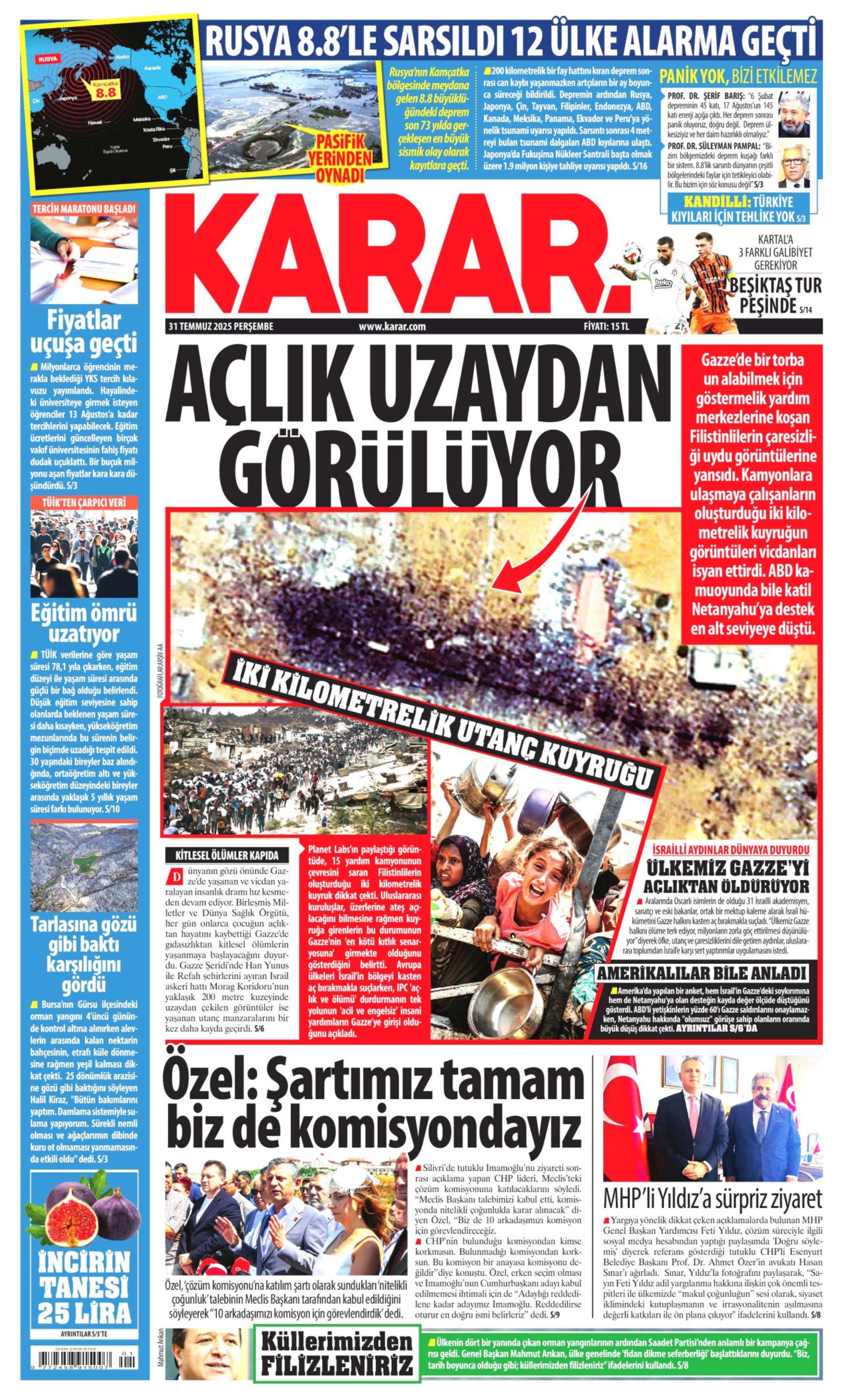31 Temmuz 2025 gazete manşetleri: Gazeteler, Özgür Özel’in komisyon kararını nasıl gördü?