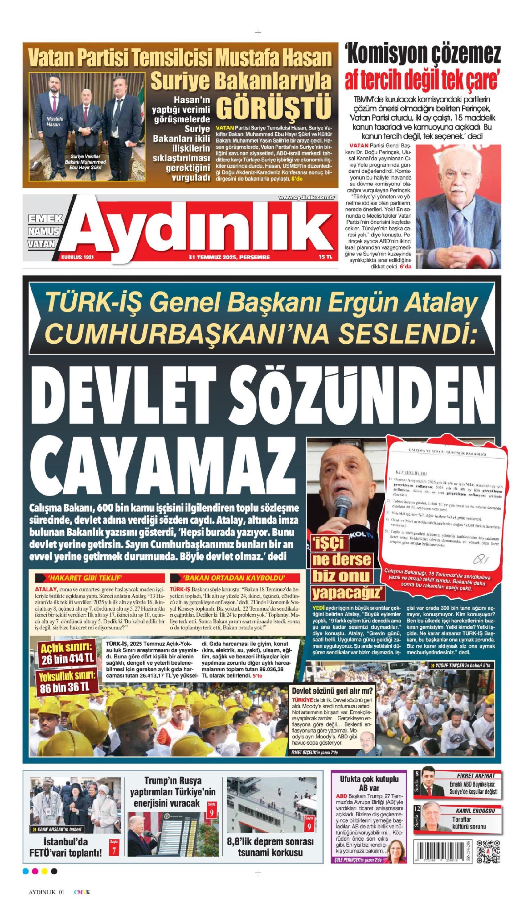 31 Temmuz 2025 gazete manşetleri: Gazeteler, Özgür Özel’in komisyon kararını nasıl gördü?