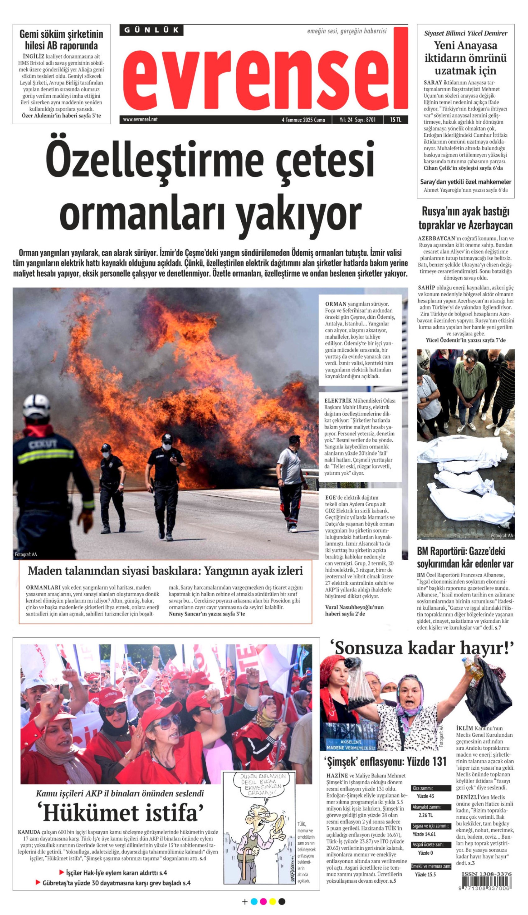 4 Temmuz 2025 gazete manşetleri: Türkiye orman yangınlarıyla sarsıldı! Önce can sonra Azerbaycan
