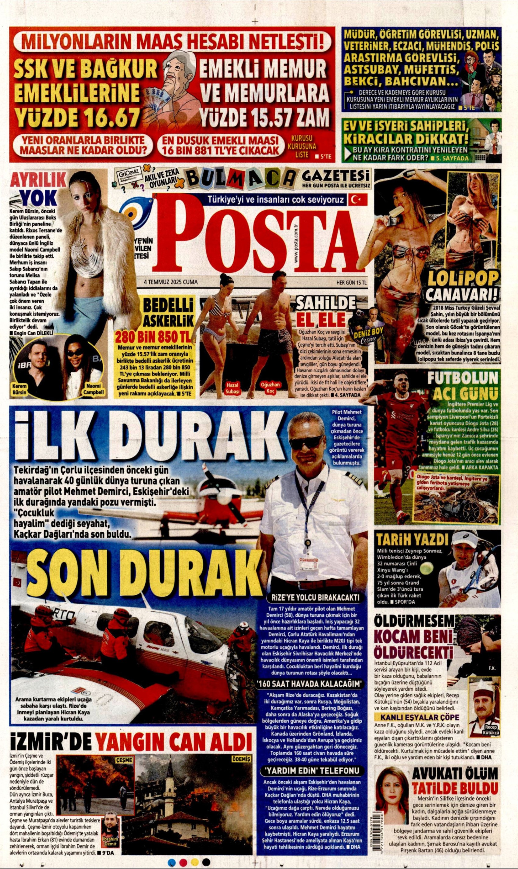 4 Temmuz 2025 gazete manşetleri: Türkiye orman yangınlarıyla sarsıldı! Önce can sonra Azerbaycan
