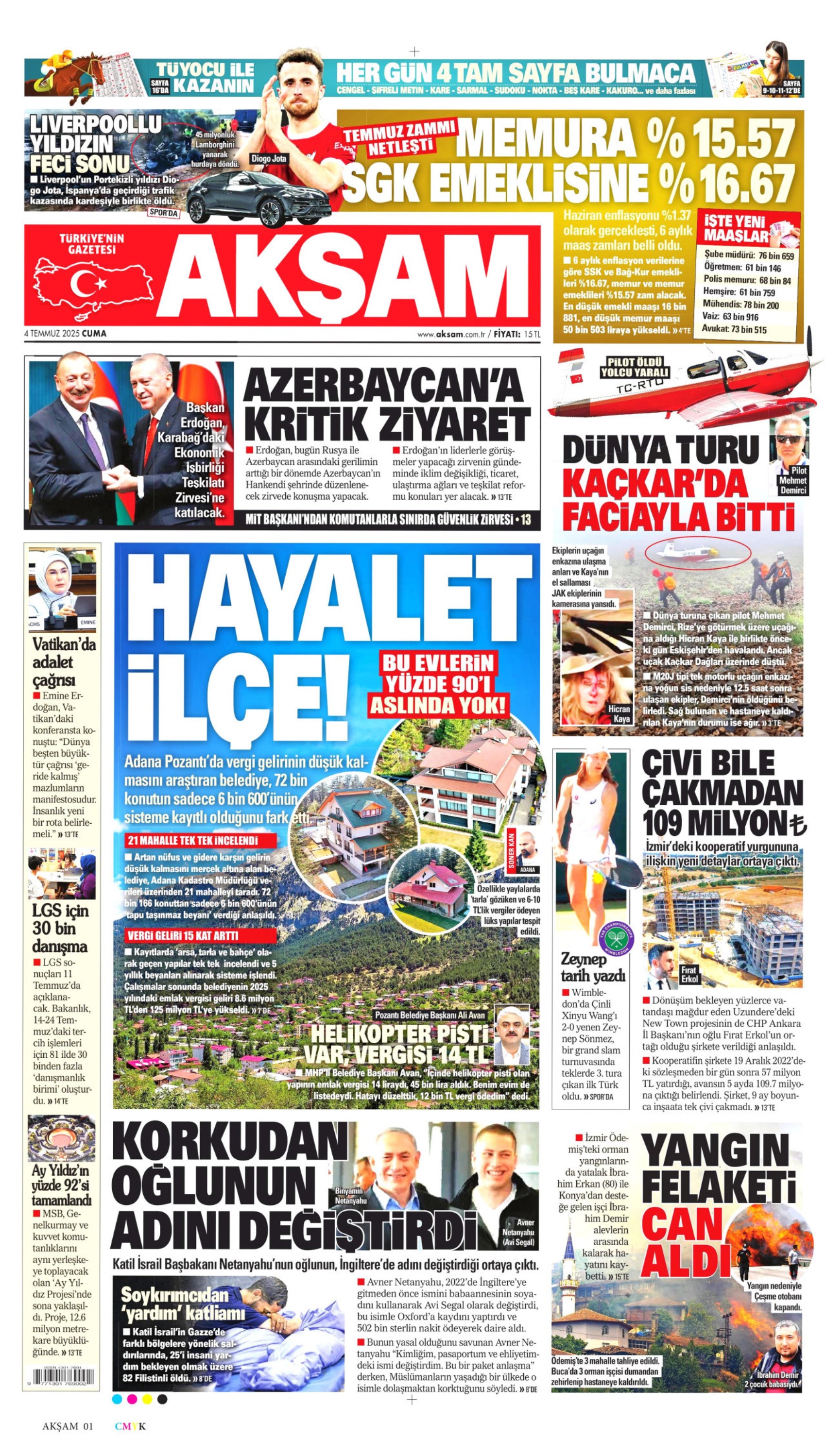 4 Temmuz 2025 gazete manşetleri: Türkiye orman yangınlarıyla sarsıldı! Önce can sonra Azerbaycan