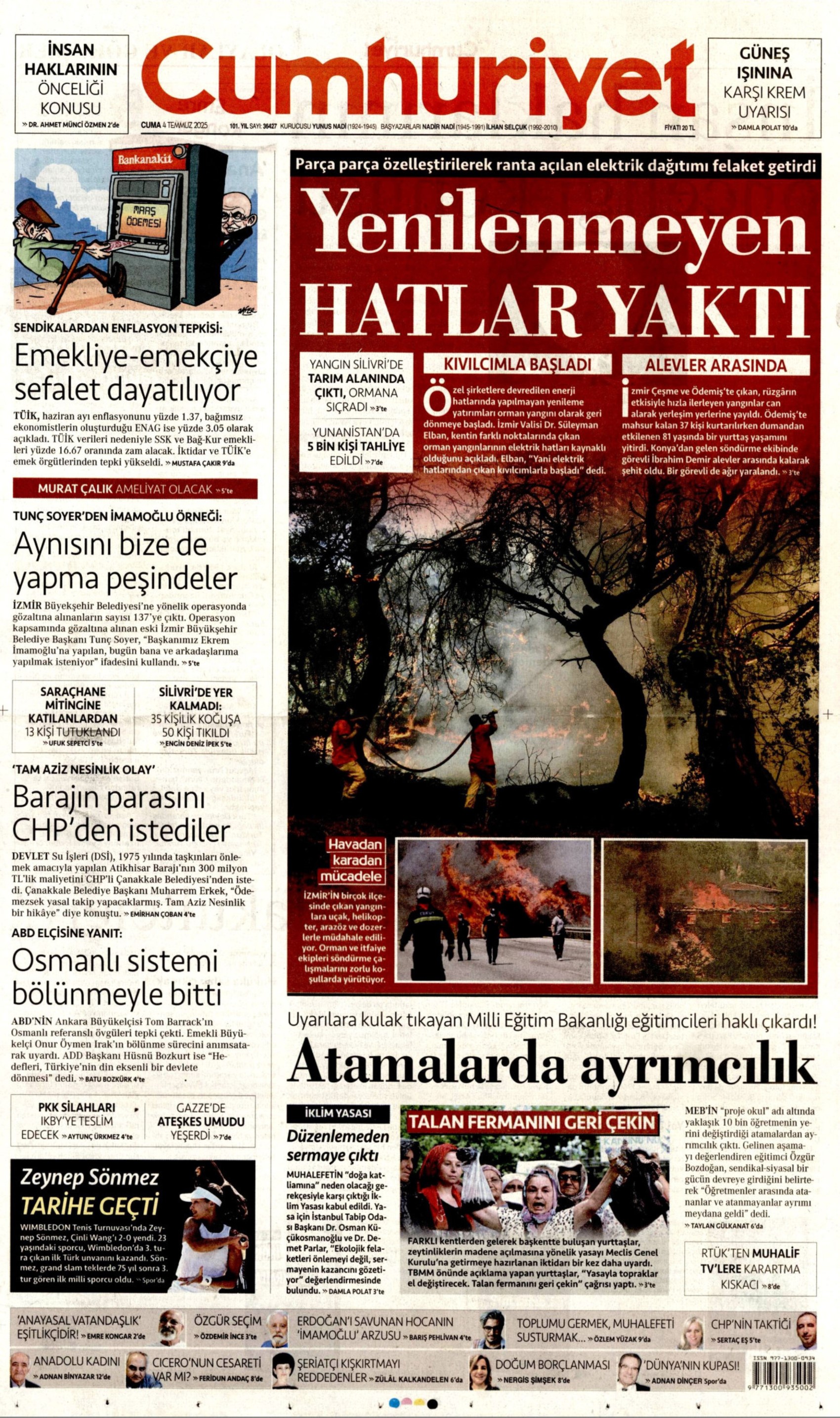 4 Temmuz 2025 gazete manşetleri: Türkiye orman yangınlarıyla sarsıldı! Önce can sonra Azerbaycan
