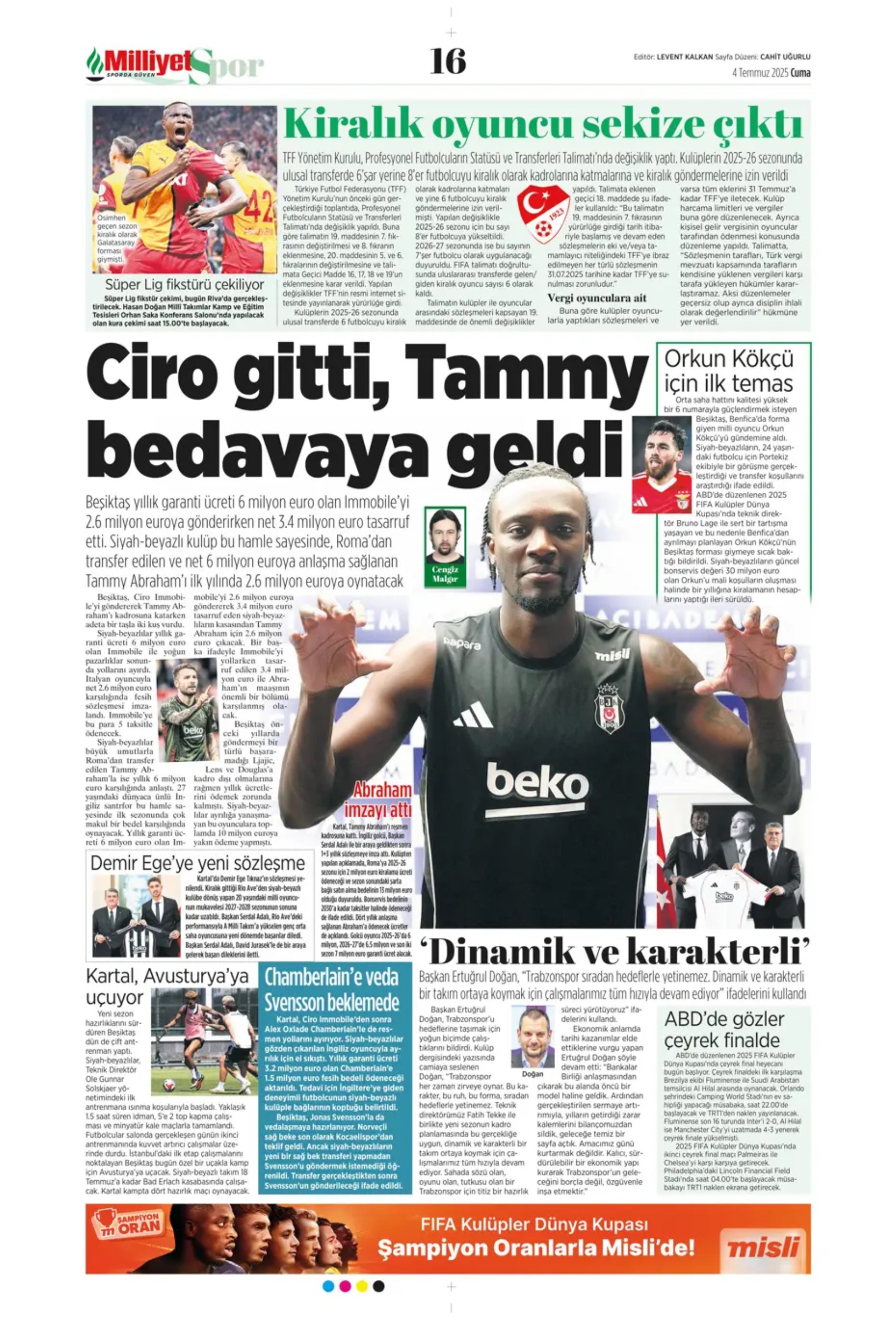 Sporda günün manşetleri... Fenerbahçe'de gündem Douglas Luiz, Galatasaray çizme'den haber bekliyor