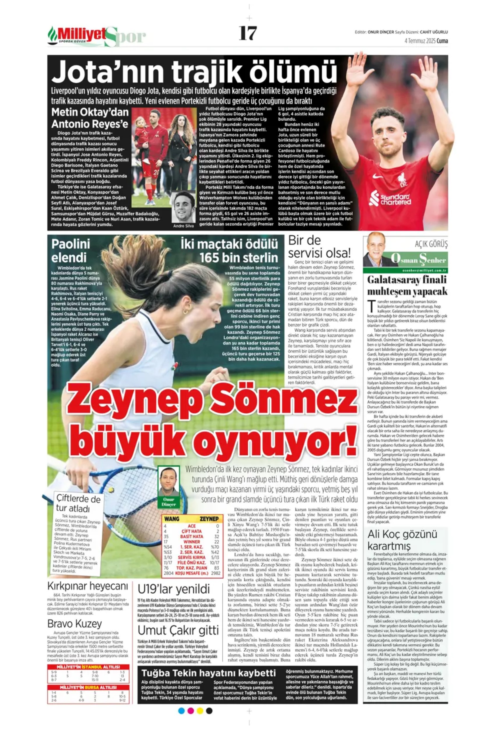 Sporda günün manşetleri... Fenerbahçe'de gündem Douglas Luiz, Galatasaray çizme'den haber bekliyor