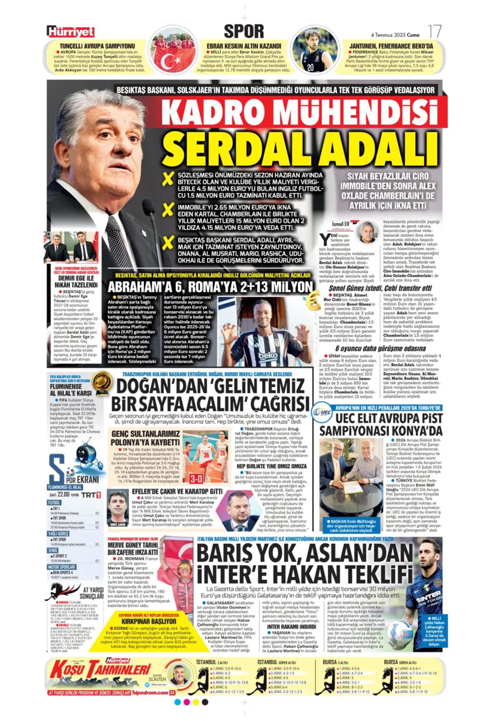 Sporda günün manşetleri... Fenerbahçe'de gündem Douglas Luiz, Galatasaray çizme'den haber bekliyor