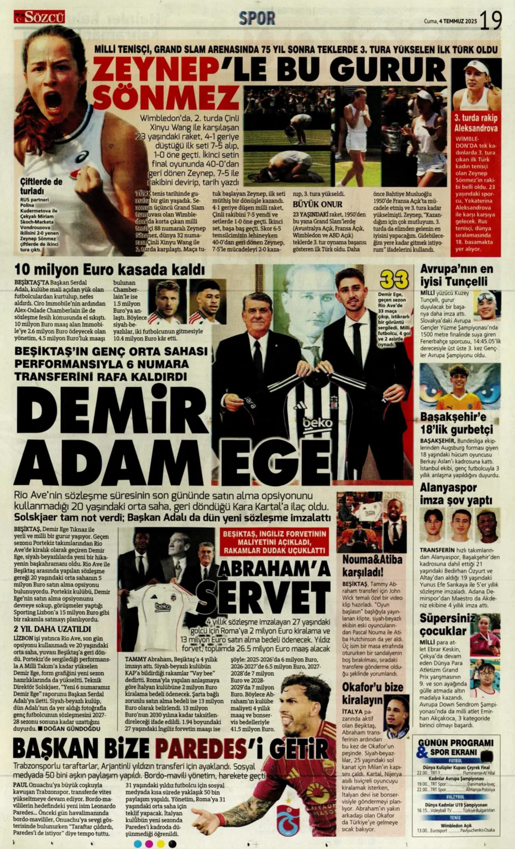 Sporda günün manşetleri... Fenerbahçe'de gündem Douglas Luiz, Galatasaray çizme'den haber bekliyor