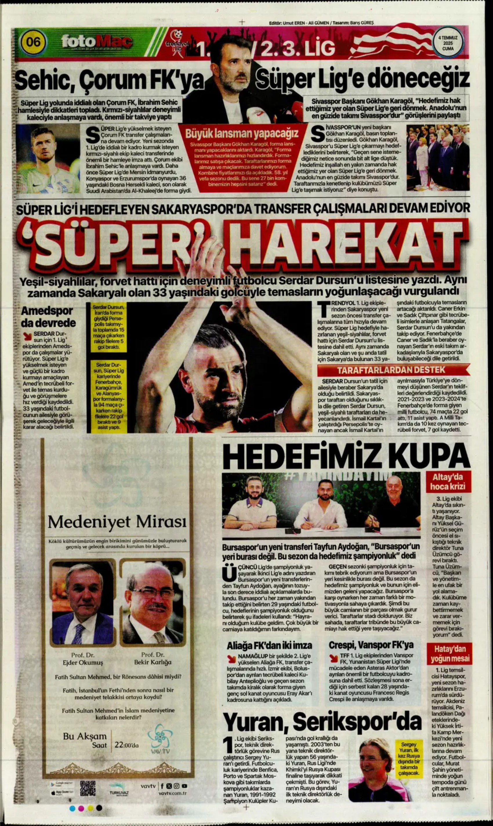 Sporda günün manşetleri... Fenerbahçe'de gündem Douglas Luiz, Galatasaray çizme'den haber bekliyor
