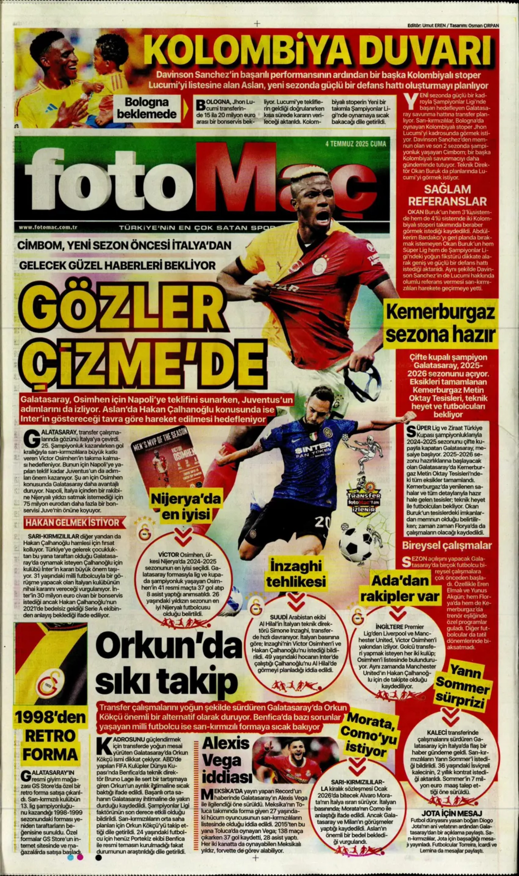Sporda günün manşetleri... Fenerbahçe'de gündem Douglas Luiz, Galatasaray çizme'den haber bekliyor